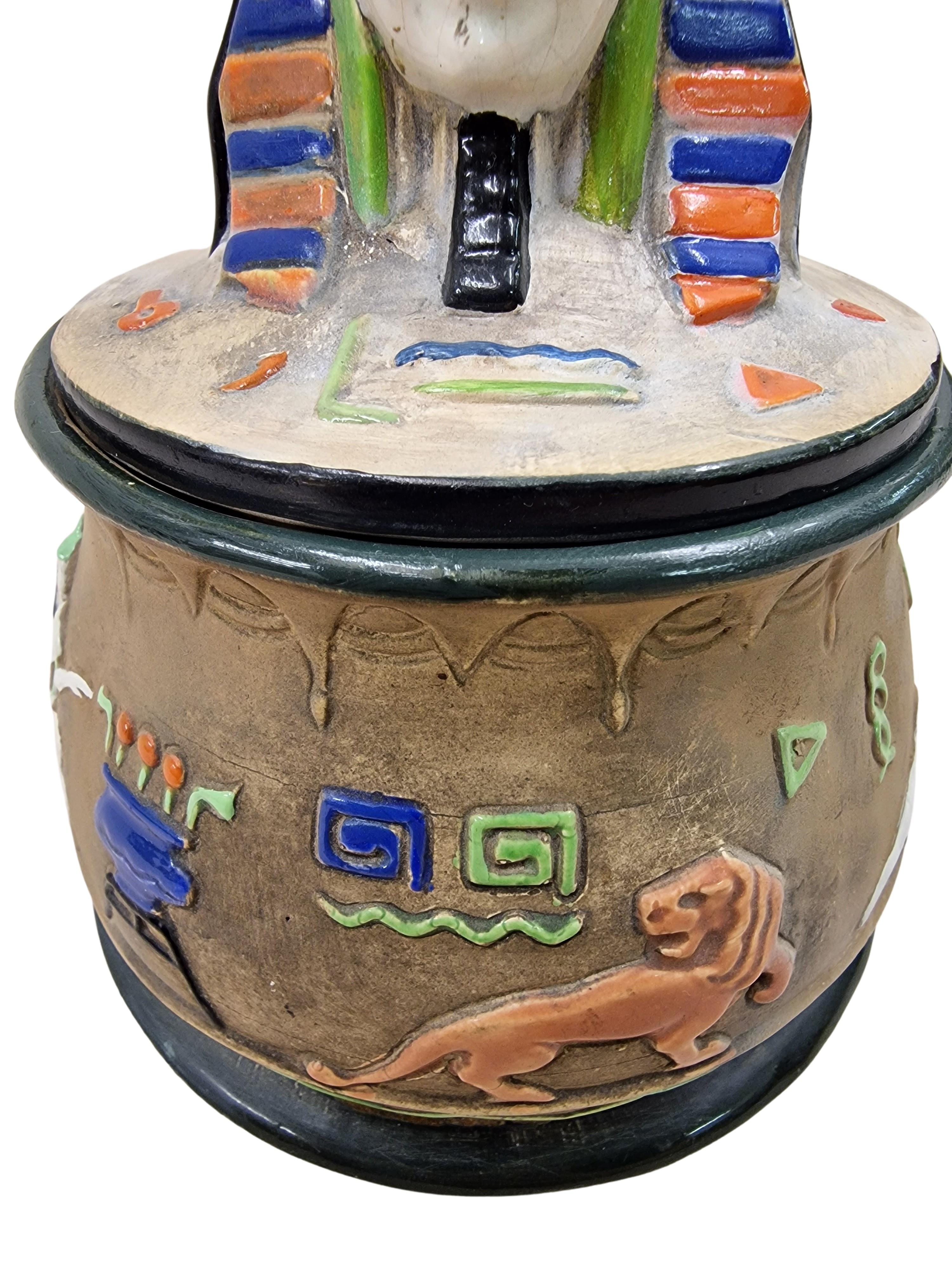 Seltene snuffbox ägyptische pharao-Keramik, Julius Dressler, Art déco, 1920 (Frühes 20. Jahrhundert)