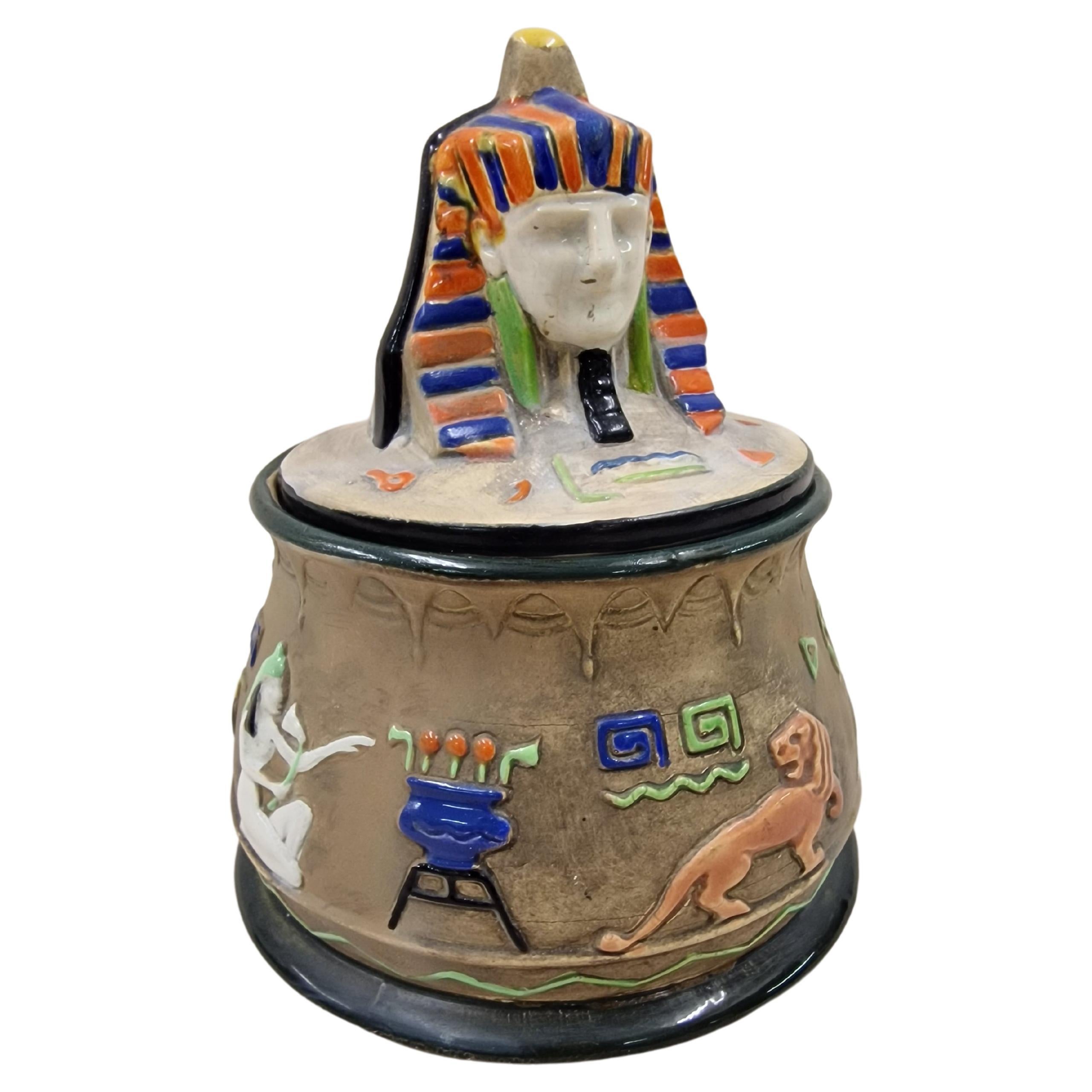 Seltene snuffbox ägyptische pharao-Keramik, Julius Dressler, Art déco, 1920