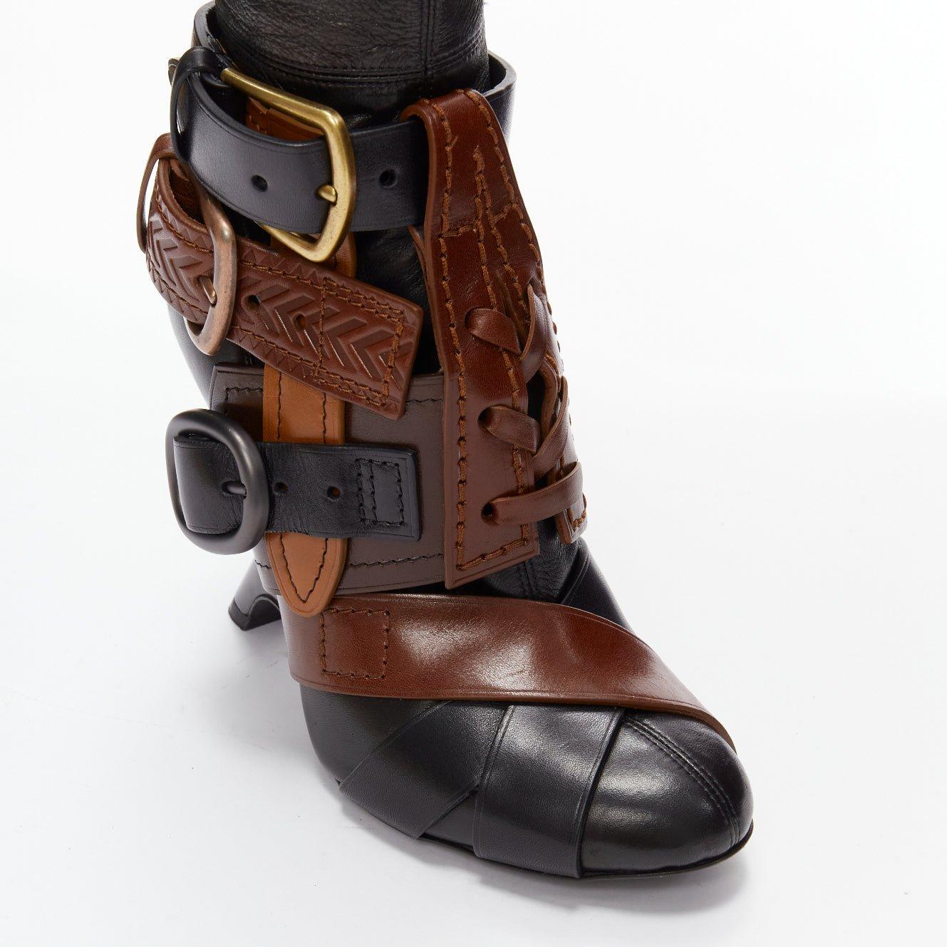 rare TOM FORD 2006 Runway brown belt buckle thigh high boots EU37.5 For Sale 2