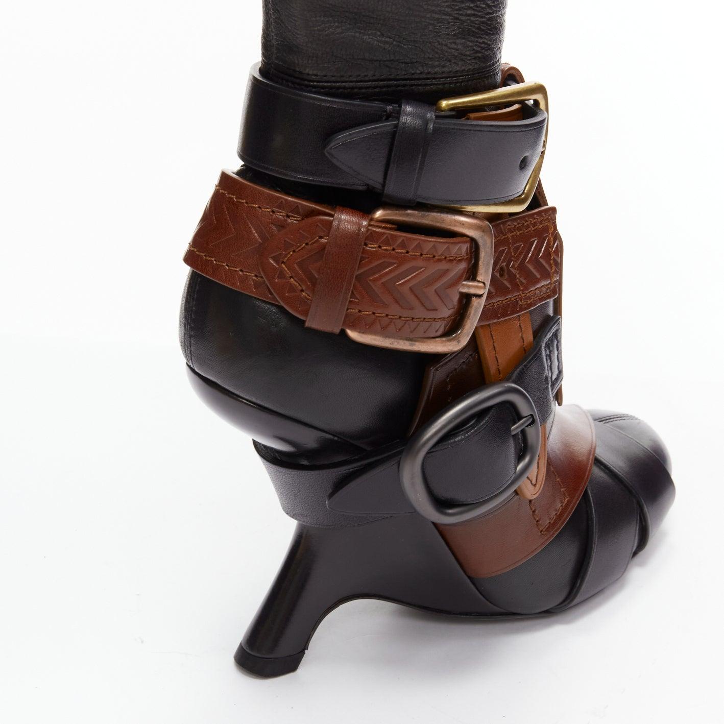 rare TOM FORD 2006 Runway brown belt buckle thigh high boots EU37.5 For Sale 3