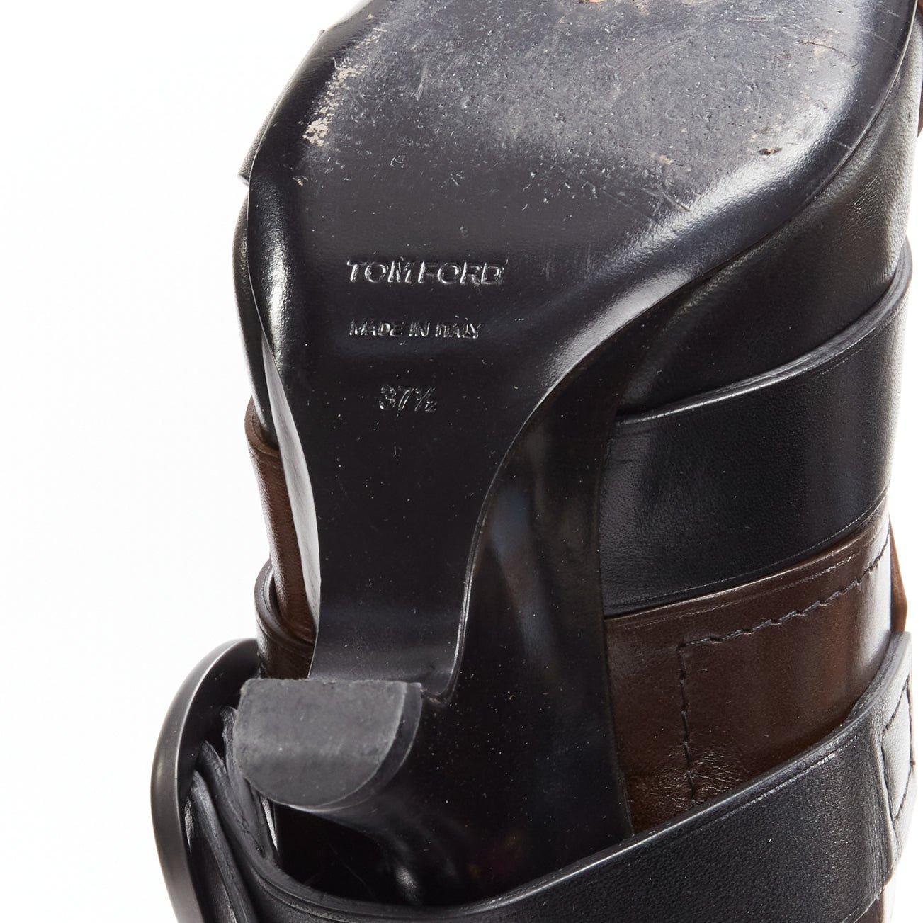 rare TOM FORD 2006 Runway brown belt buckle thigh high boots EU37.5 For Sale 4