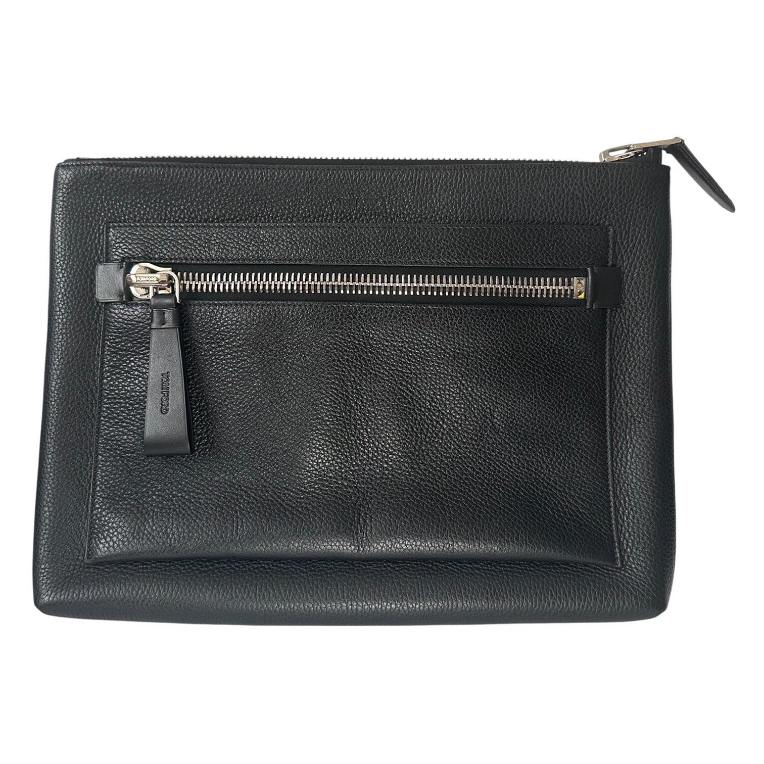 rare Tom Ford Buckley Man Bag Black Pebbled Leather Portfolio Clutch Authentic