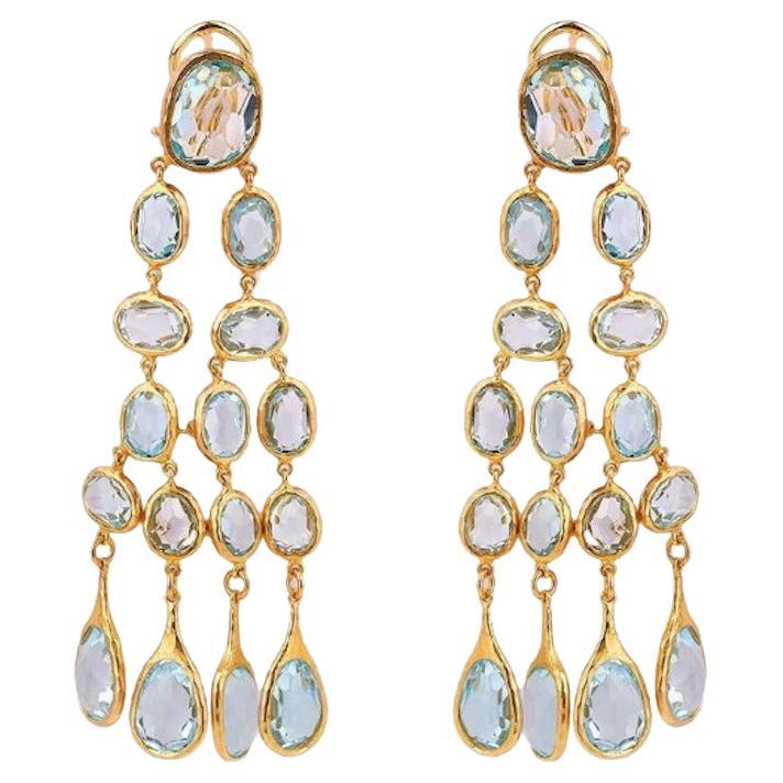 Rare Tom Ford for Gucci Blue Topaz Gold Earrings as seen on Liz Taylor