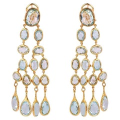 Rare Tom Ford for Gucci Blue Topaz Gold Earrings as seen on Liz Taylor