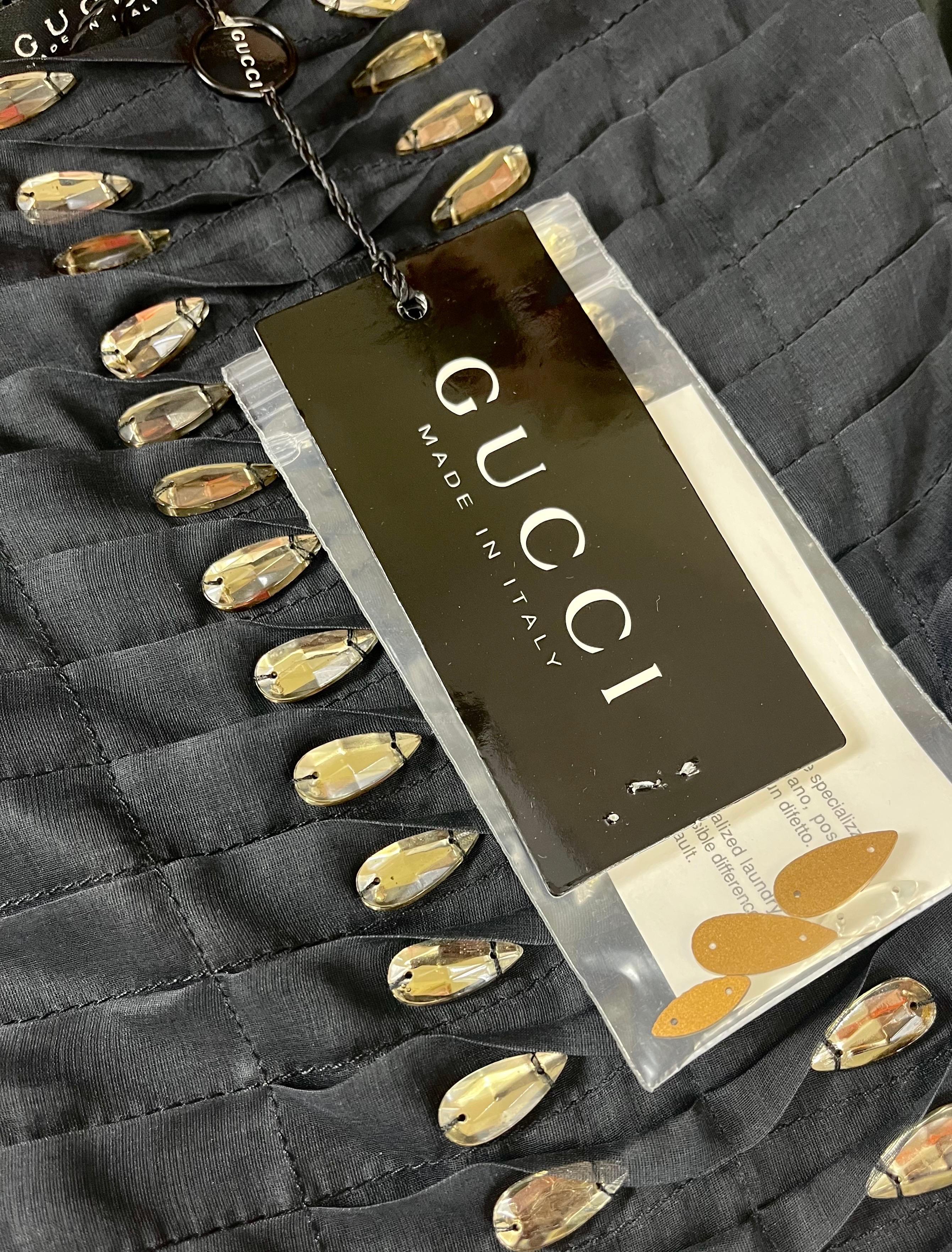 Rare Tom Ford for Gucci Fall 2004 Jupe en soie ornée de cristaux - NWT - IT 38 en vente 2