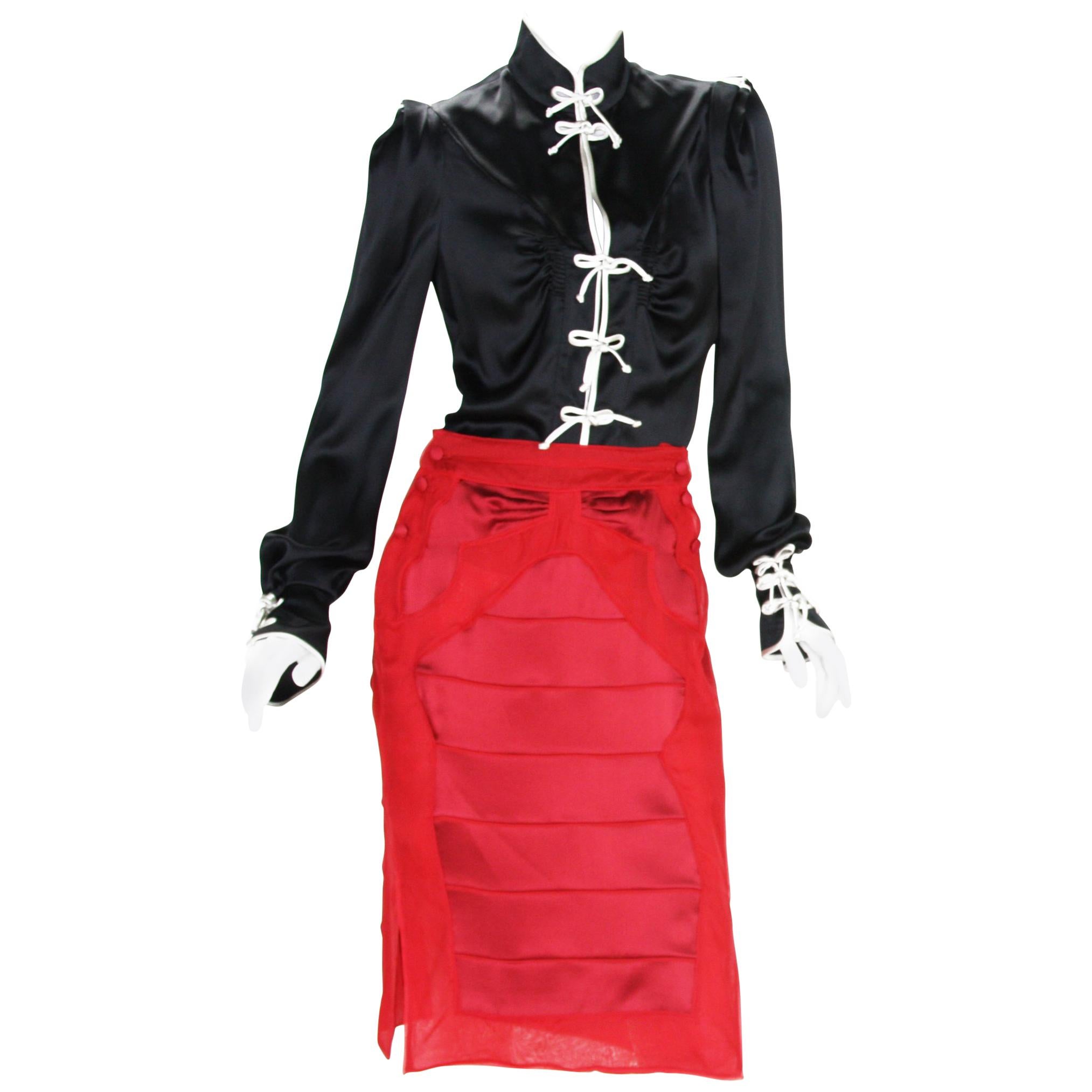 Seltenes Tom Ford für Yves Saint Laurent F/W 2004 Chinesisch inspiriertes Rock-Set  Fr. 38