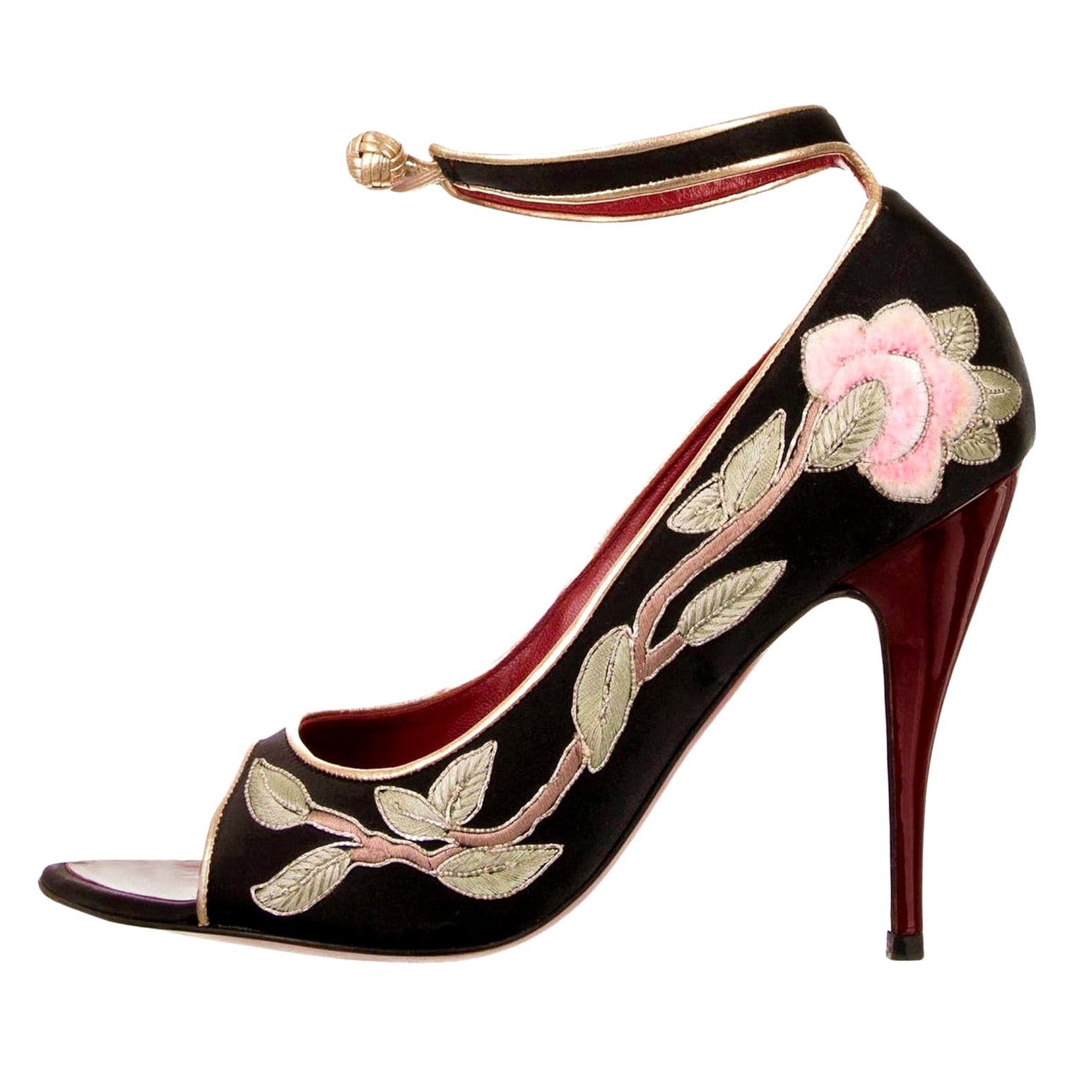 Raro Tom Ford for Yves Saint Laurent YSL Lotus Heels 2004 Pumps Sz 40