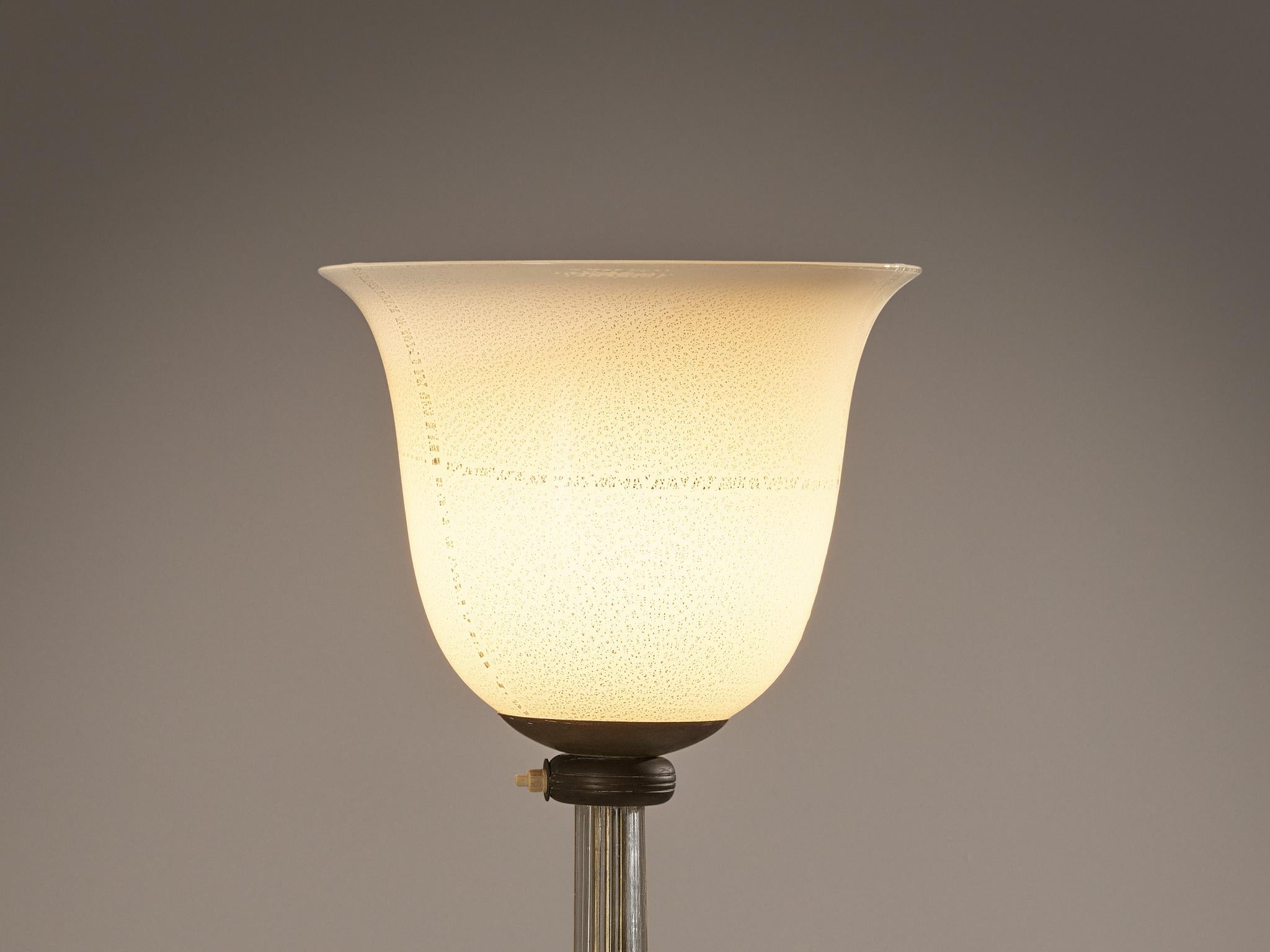 Art Deco Rare Tomaso Buzzi for Venini Floor Lamp in White Alga Glass and Gold Leaf