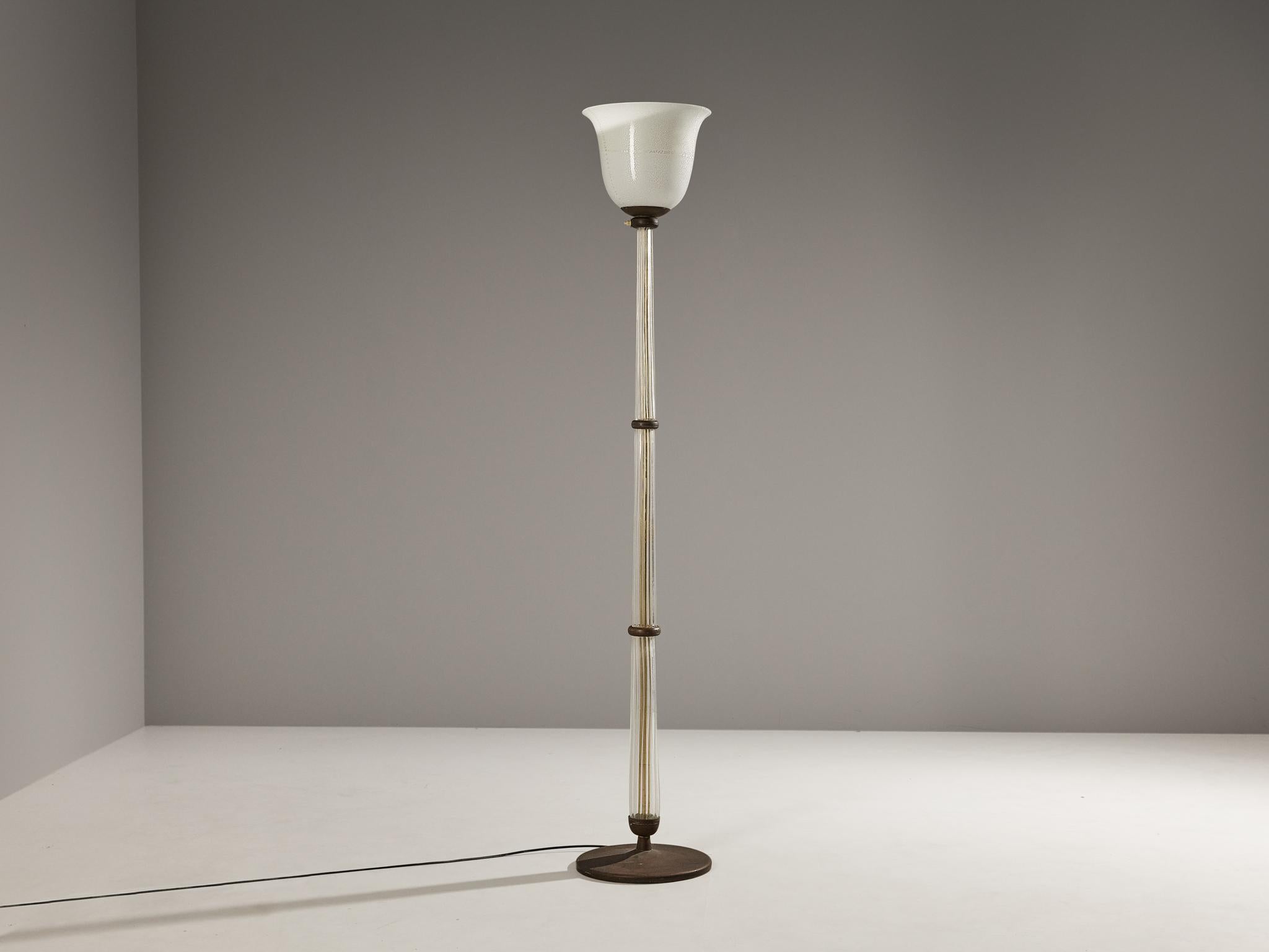 Rare Tomaso Buzzi for Venini Floor Lamp in White Alga Glass and Gold Leaf 2