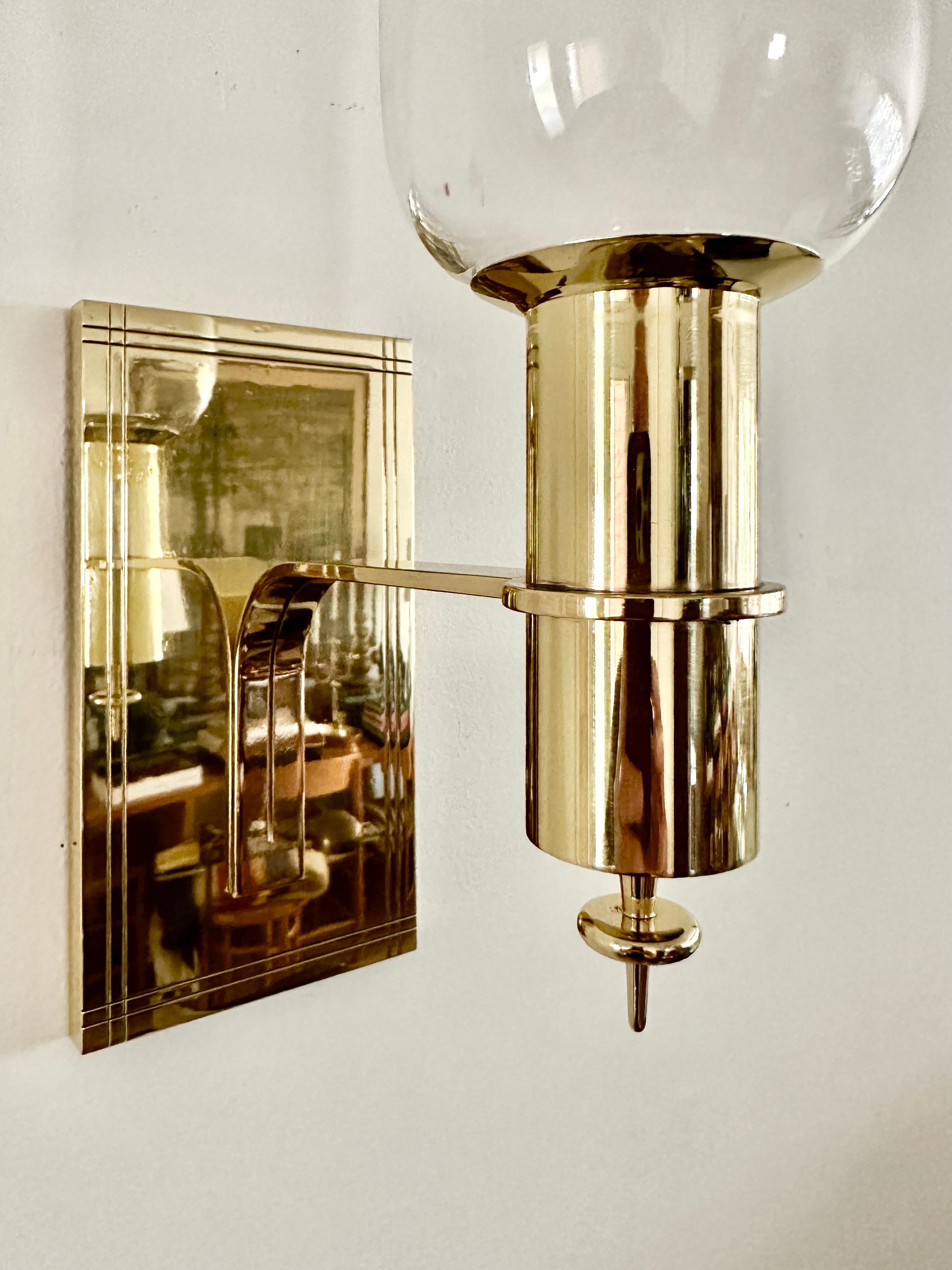 Mid-20th Century Rare Tommi Parzinger Brass And Glass Wall Sconce For Sale