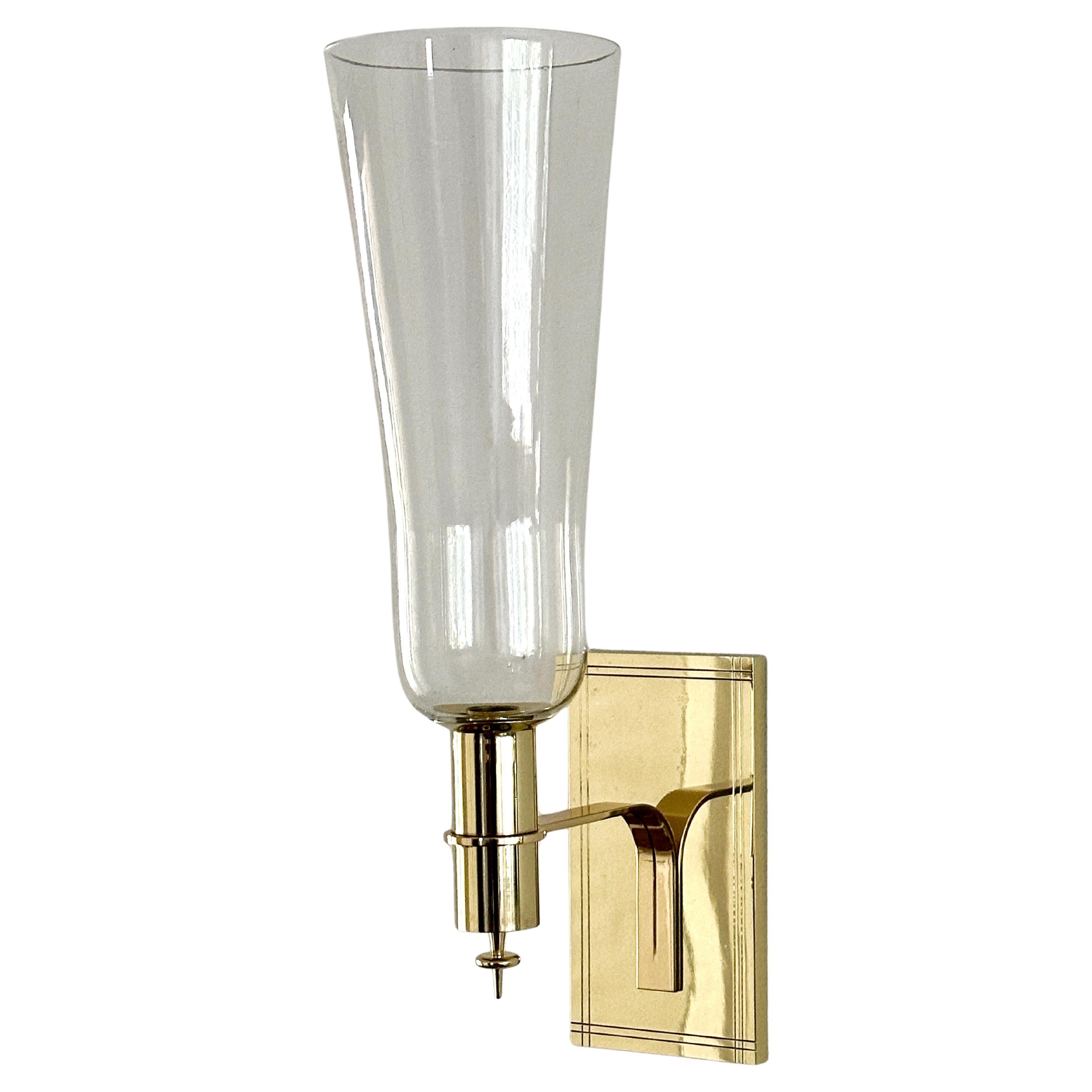Rare Tommi Parzinger Brass And Glass Wall Sconce For Sale
