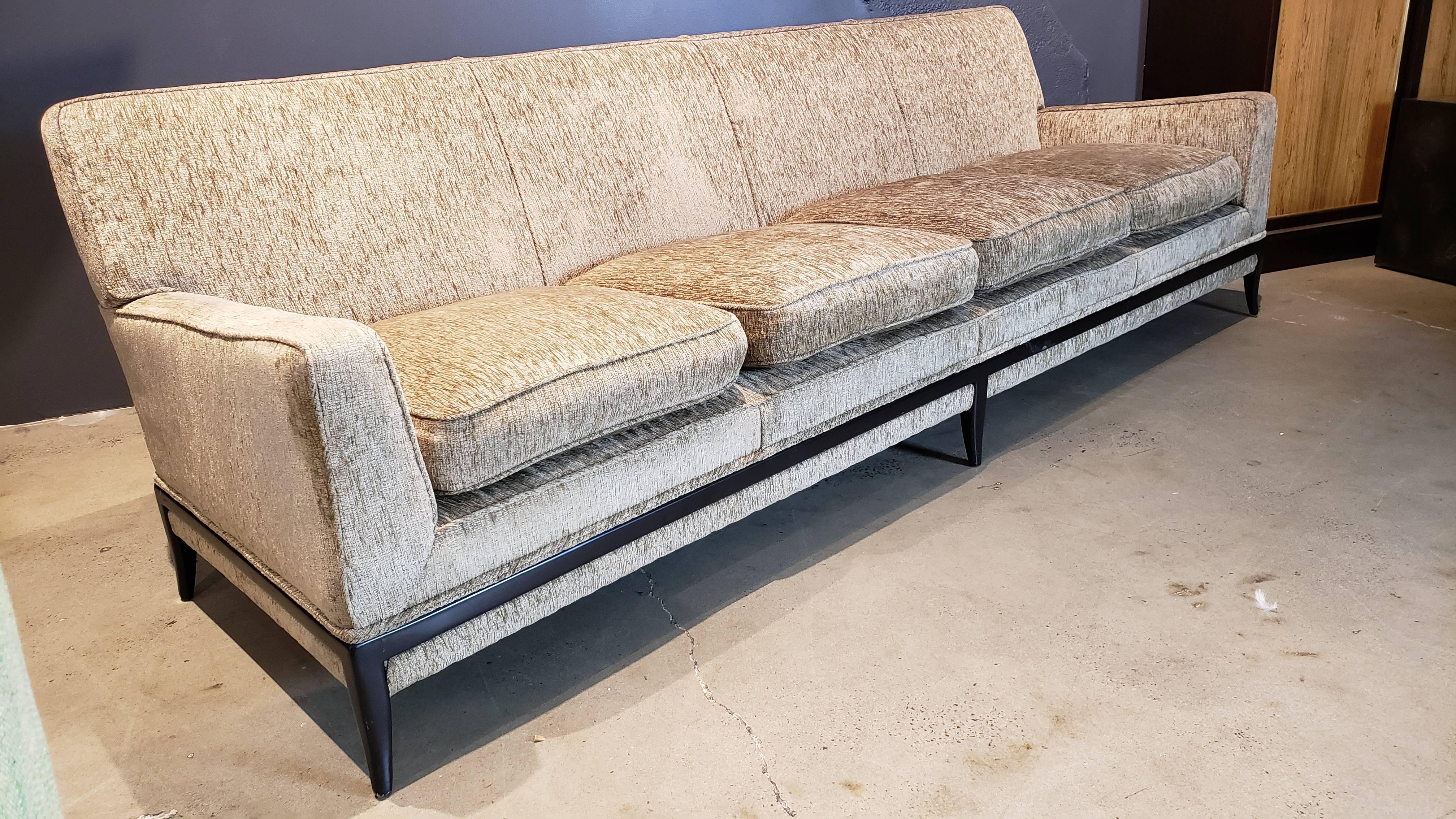 American Rare Tommi Parzinger Four-Seat Midcentury Sofa with Sabre Legs, 1950s