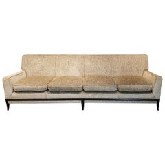 Rare Tommi Parzinger Four-Seat Midcentury Sofa with Sabre Legs, 1950s