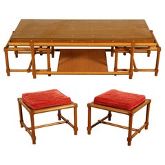 Retro Rare Tommi Parzinger Mid-Century Modern Cocktail Table and Stools