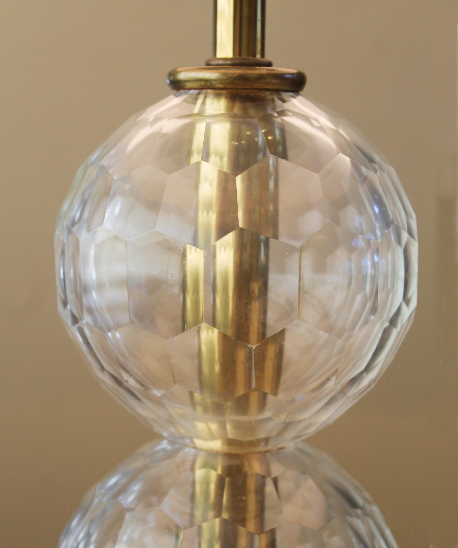 ¡Rara lámpara de mesa Tony Paul de mediados de siglo! Westwood Industries Cristal Art Decó 1960 Estadounidense en venta