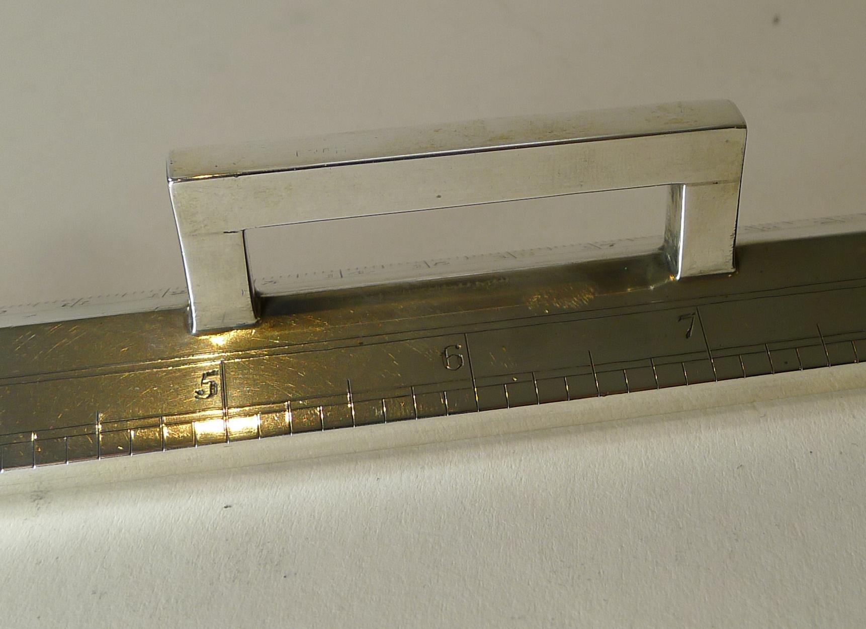 Rare Top-Notch Sterling Silver Desk Ruler by J C Vickery, 1906 In Good Condition In Bath, GB