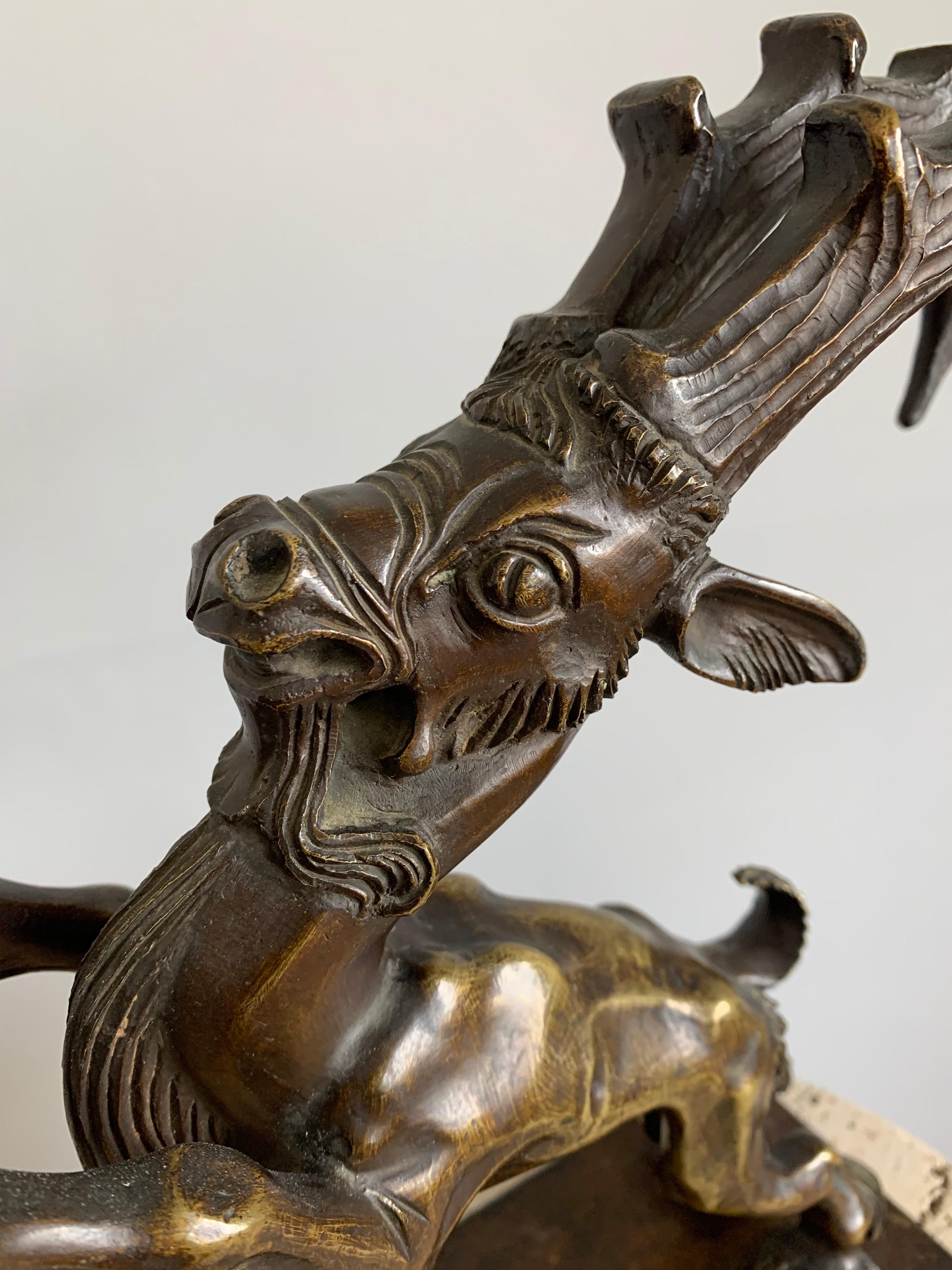 Rare Top Quality Expressive Bronze Capricorn, Ibex Sculpture Statue Early 1900s  For Sale 5
