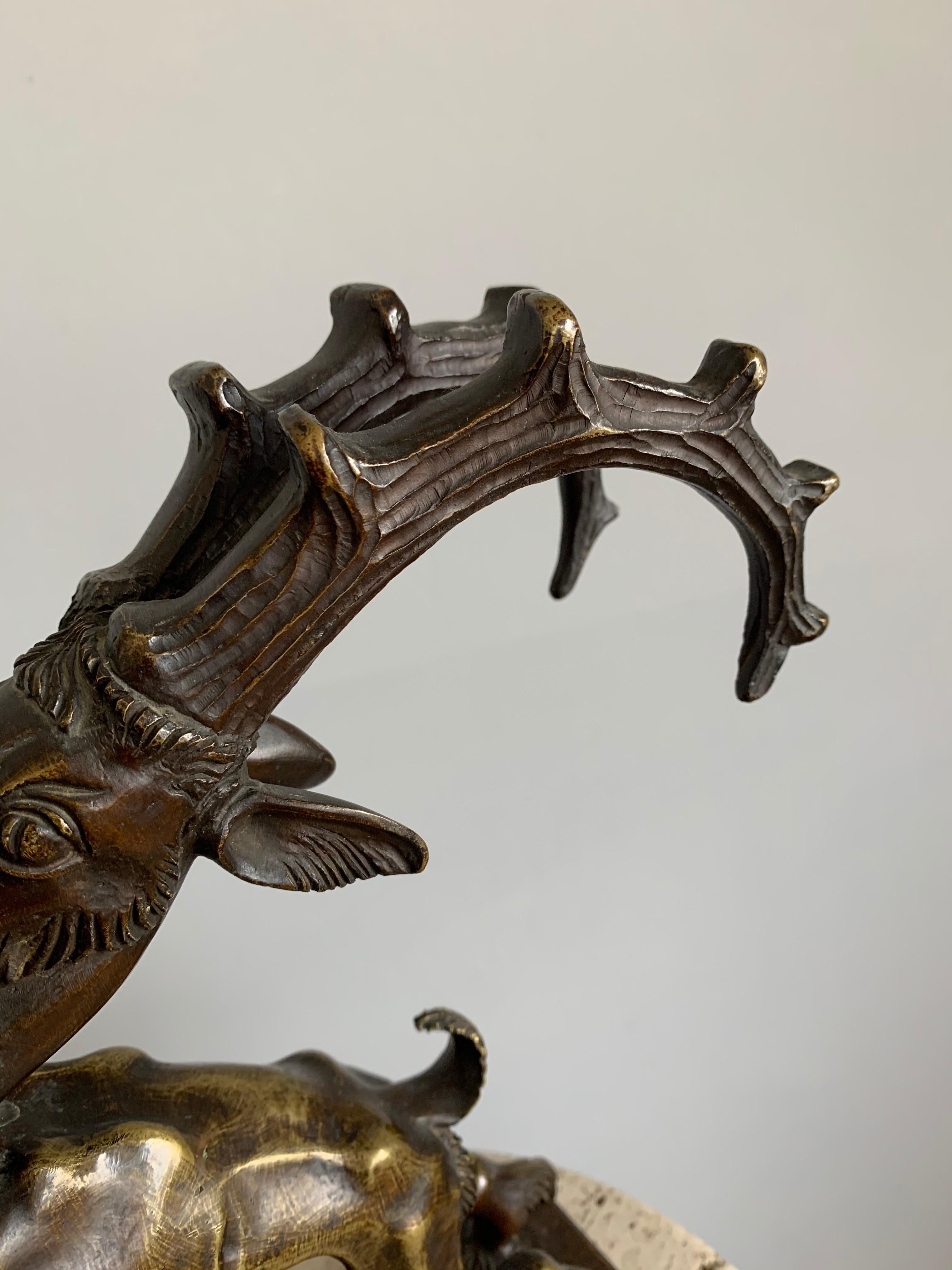 Rare Top Quality Expressive Bronze Capricorn, Ibex Sculpture Statue Early 1900s  For Sale 6