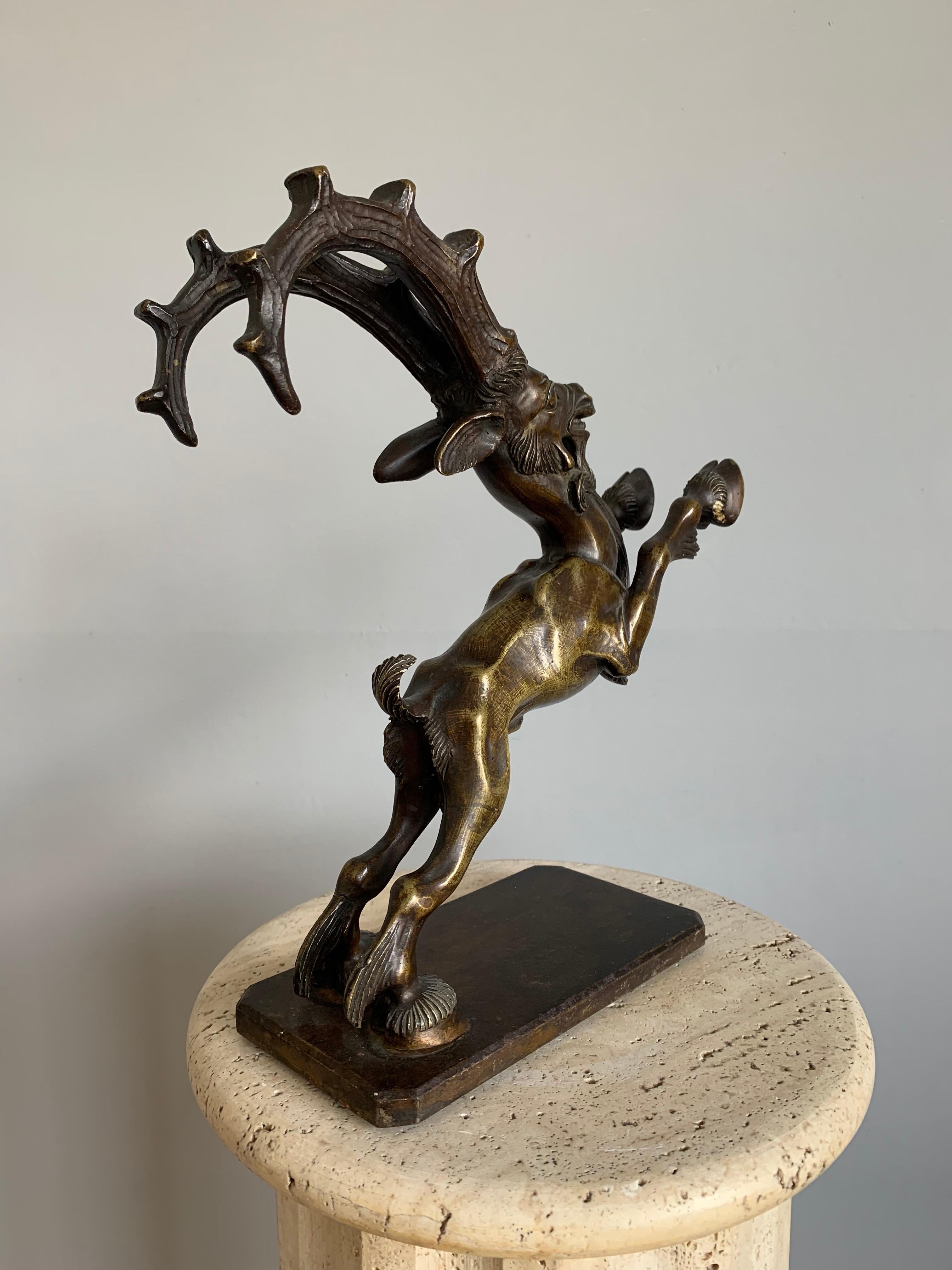 Arts and Crafts Rare Top Quality Expressive Bronze Capricorn, Ibex Sculpture Statue Early 1900s  For Sale