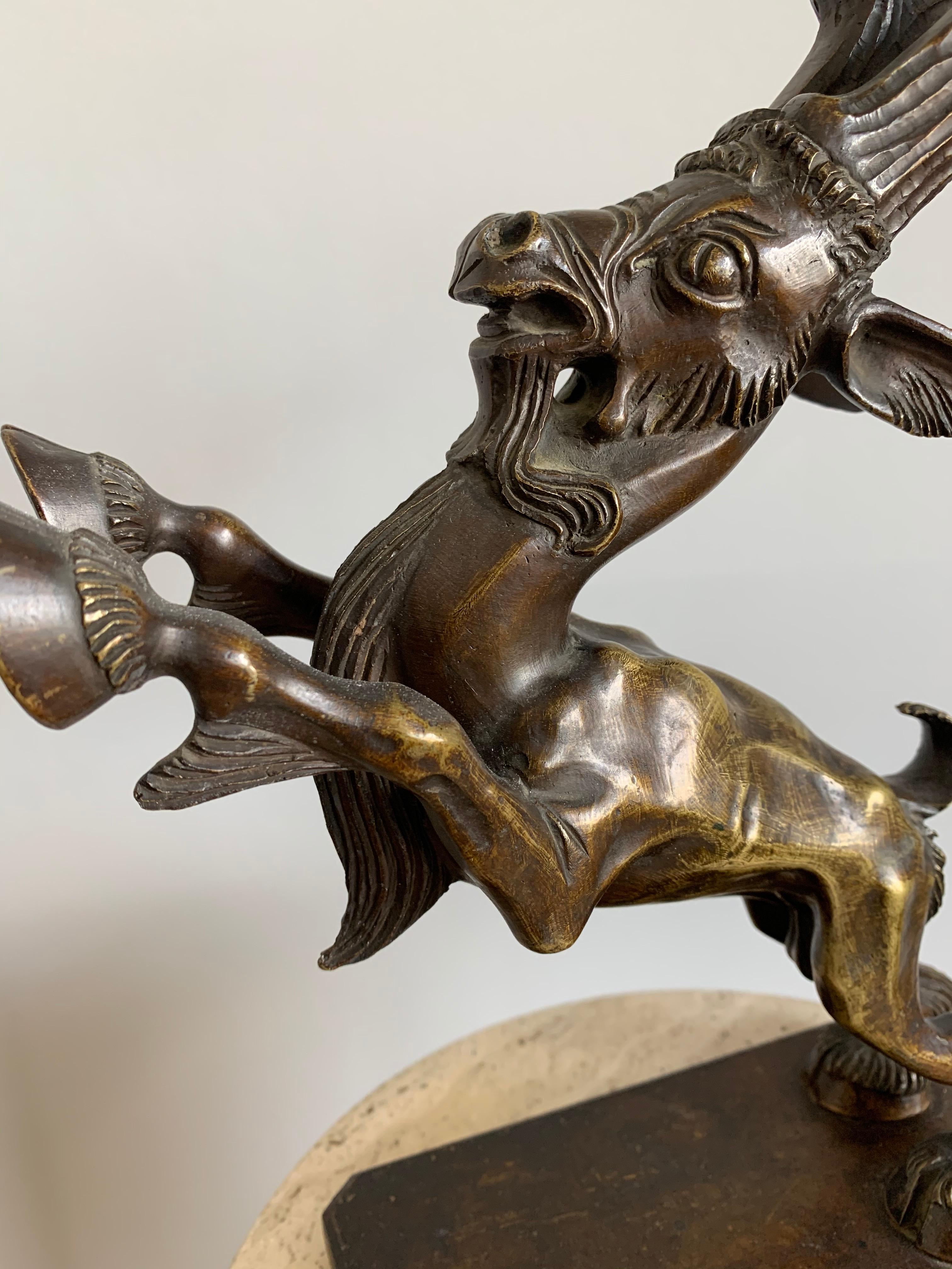 Seltene expressionistische Bronzeskulpturstatue eines Capricorns, Ibex in Top-Qualität, frühe 1900er Jahre  im Angebot 3