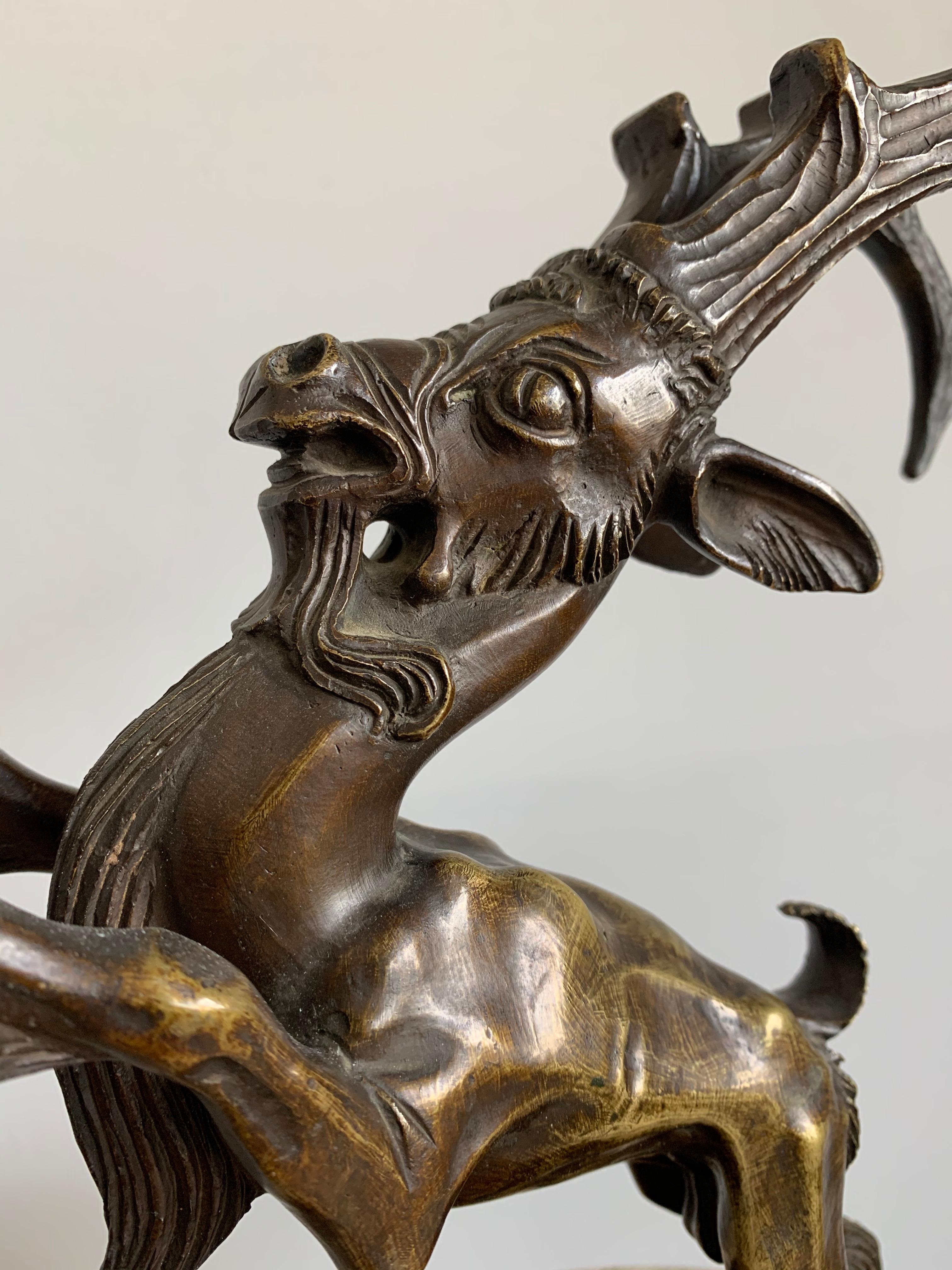 Rare Top Quality Expressive Bronze Capricorn, Ibex Sculpture Statue Early 1900s  For Sale 8