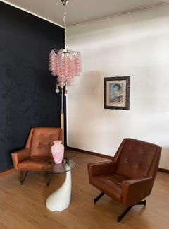 Rare Top Quality Murano Vintage Chandelier, 26 Pink Glasses Tube