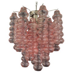 Seltener Murano-Vintage-Kronleuchter von höchster Qualität – 26 rosa Gläserröhren