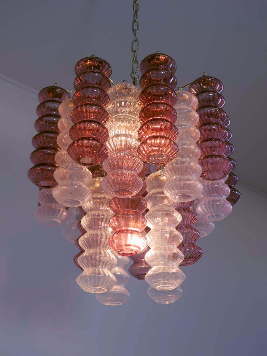 Mid-Century Modern Rare Top Quality Murano Vintage Chandelier, Transparent and Purple Glass