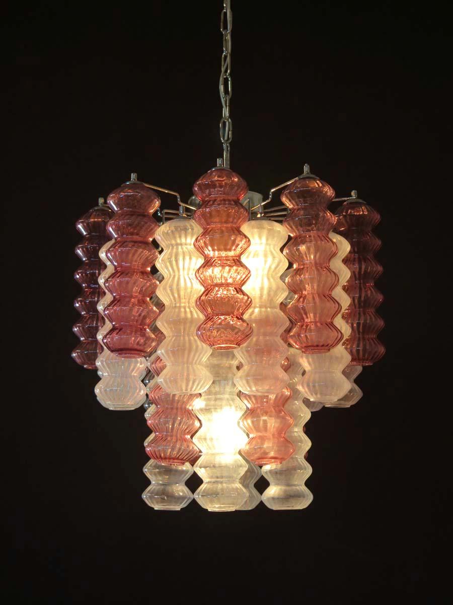 Mid-20th Century Rare Top Quality Murano Vintage Chandelier, Transparent and Purple Glass
