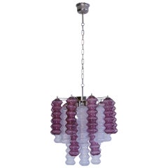 Rare Top Quality Murano Vintage Chandelier, Transparent and Purple Glass