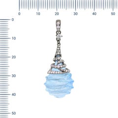 Rare Topaz White Diamond White Gold Pendant