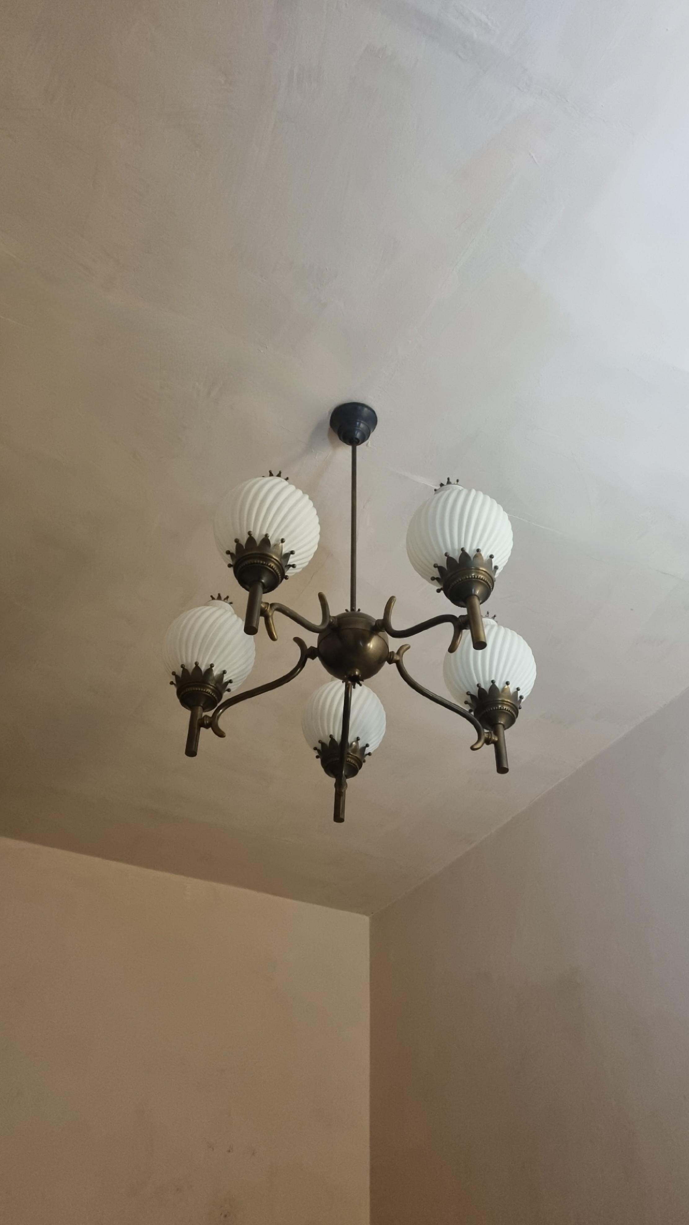 Italian Rare Tortiglioni ceiling lamp designed by Angelo Lelii for Arredoluce 1961 in vendita