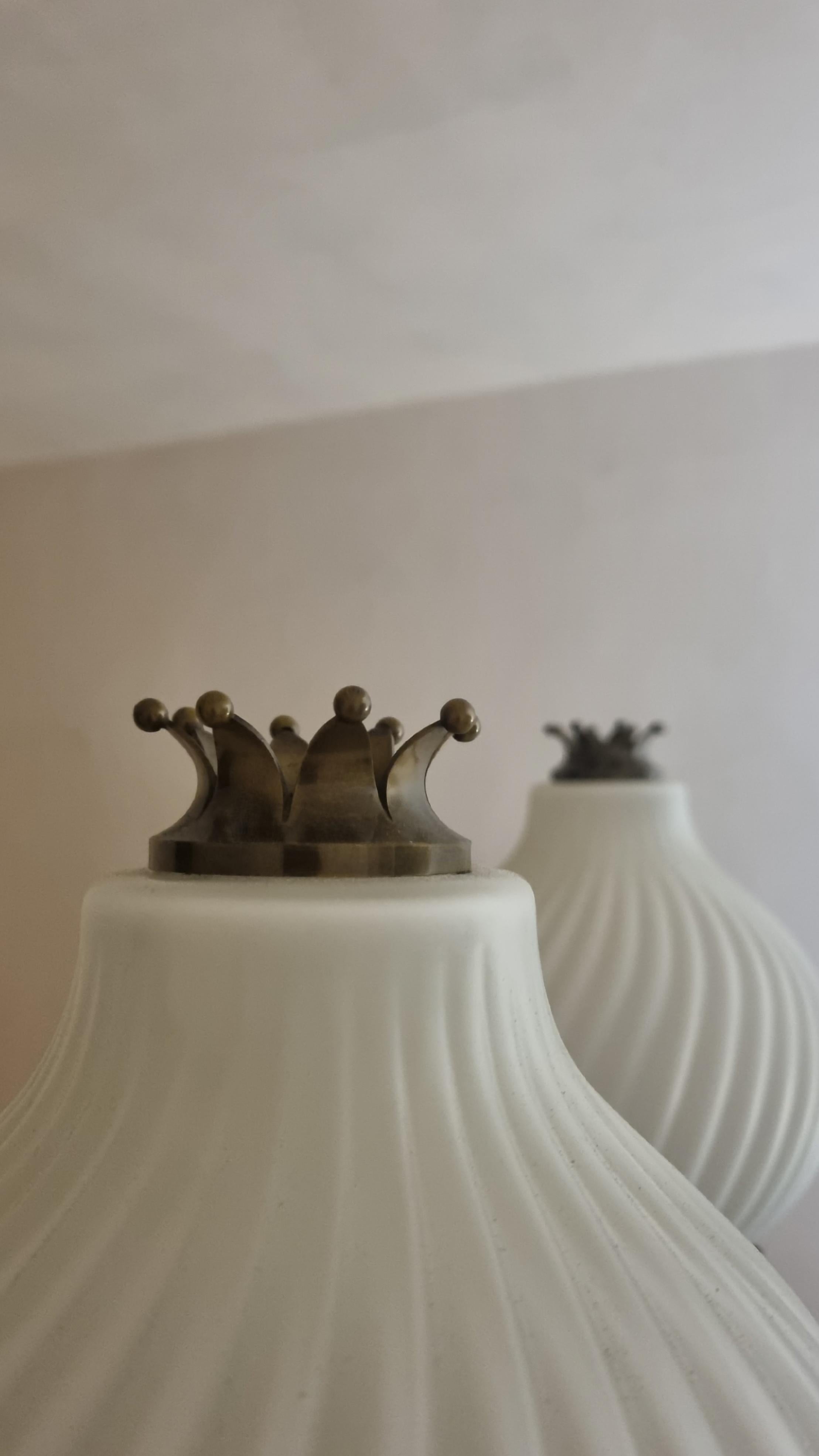 Vetro opalino Rare Tortiglioni ceiling lamp designed by Angelo Lelii for Arredoluce 1961 in vendita