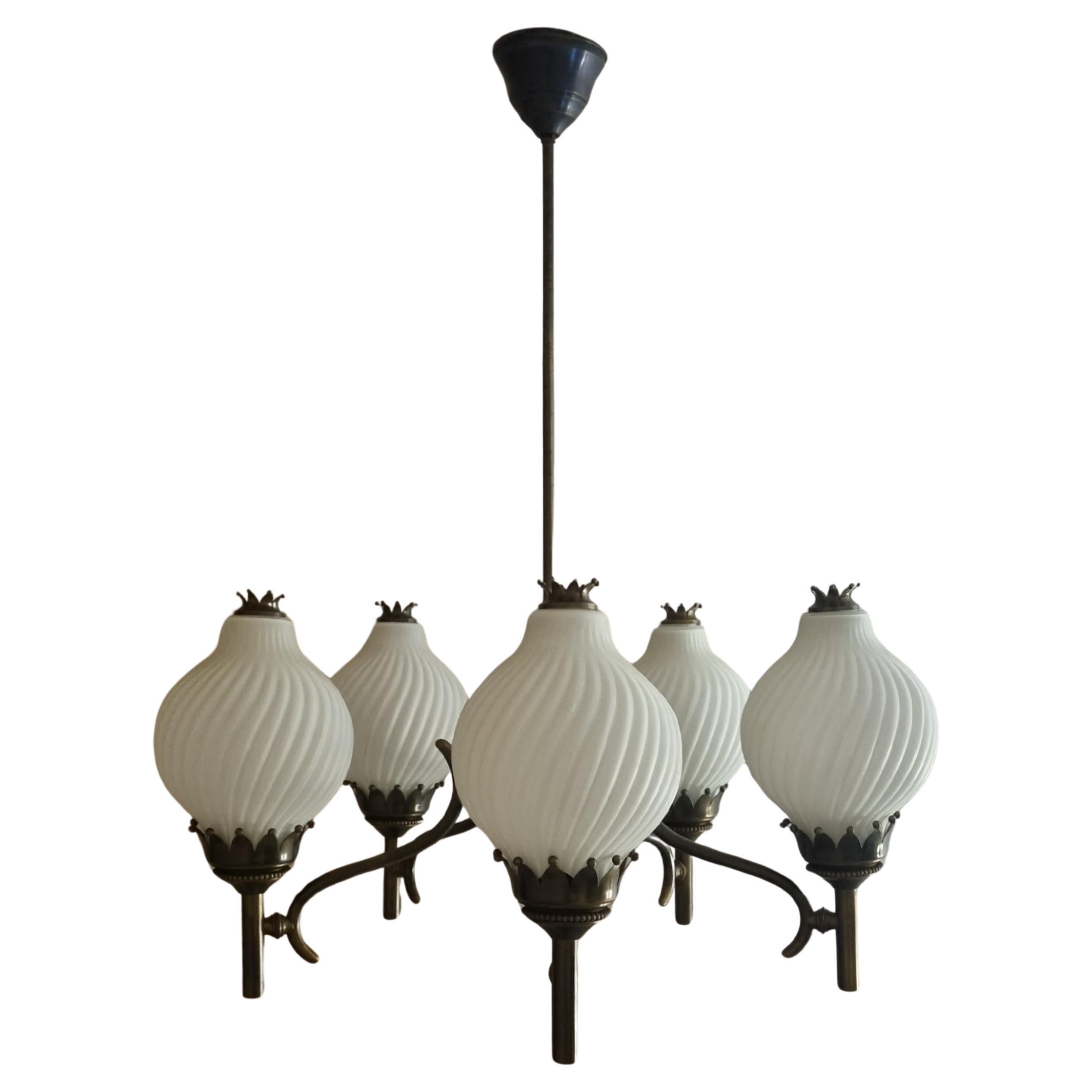 Rare Tortiglioni ceiling lamp designed by Angelo Lelii for Arredoluce 1961