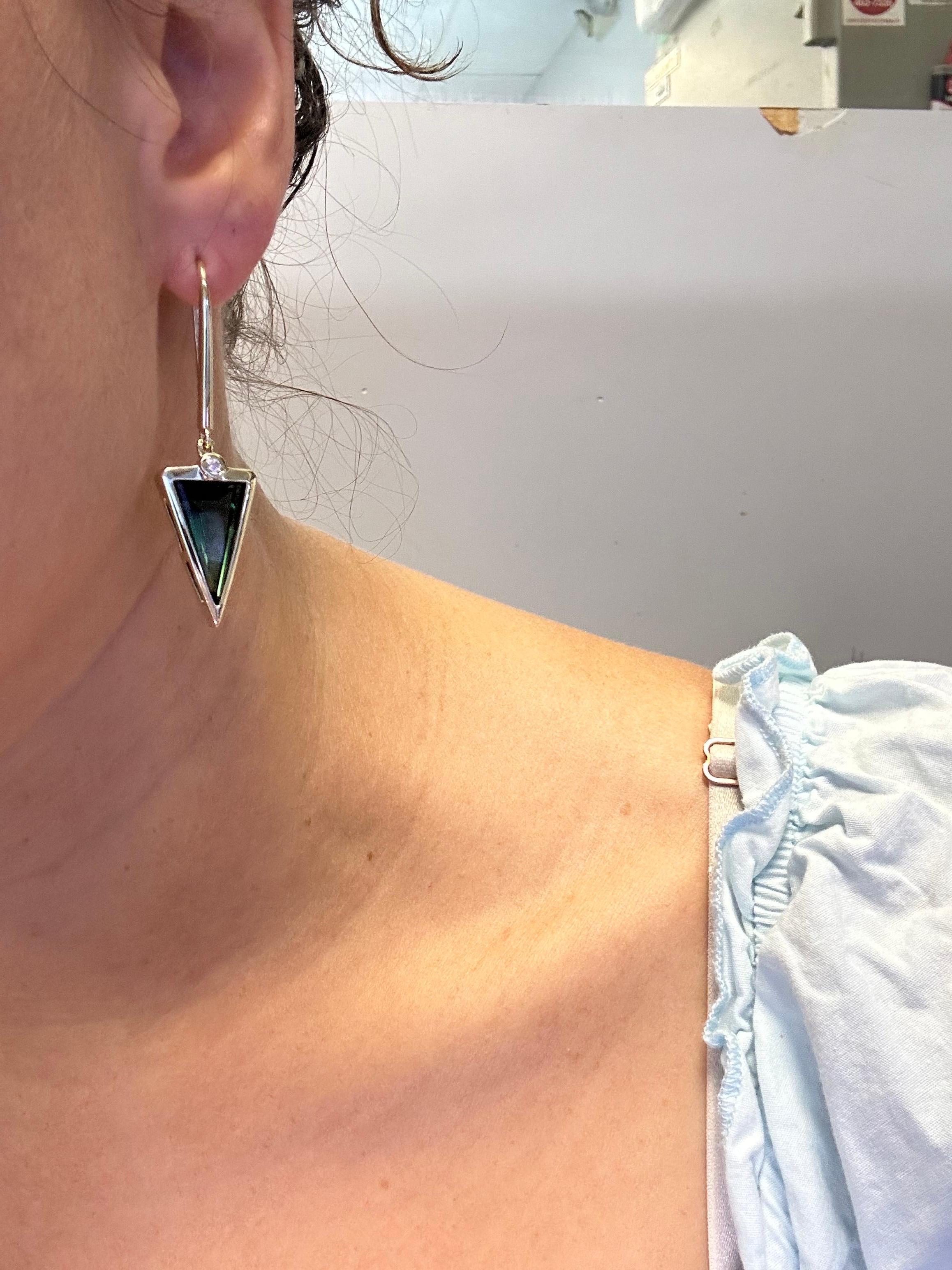 Seltene Turmalin-Ohrringe im Art-déco-Stil, klobige Ohrringe, erstaunlich  im Angebot 2