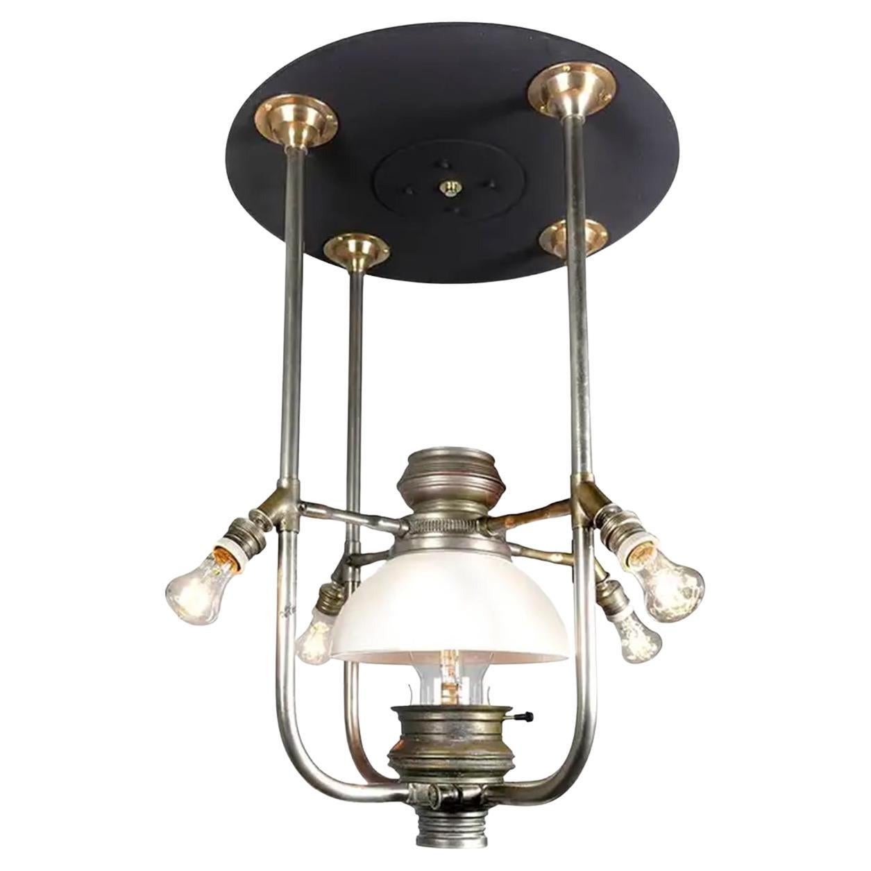 Rare Transition Dayton Railroad Car Gas and Electric Chandelier
