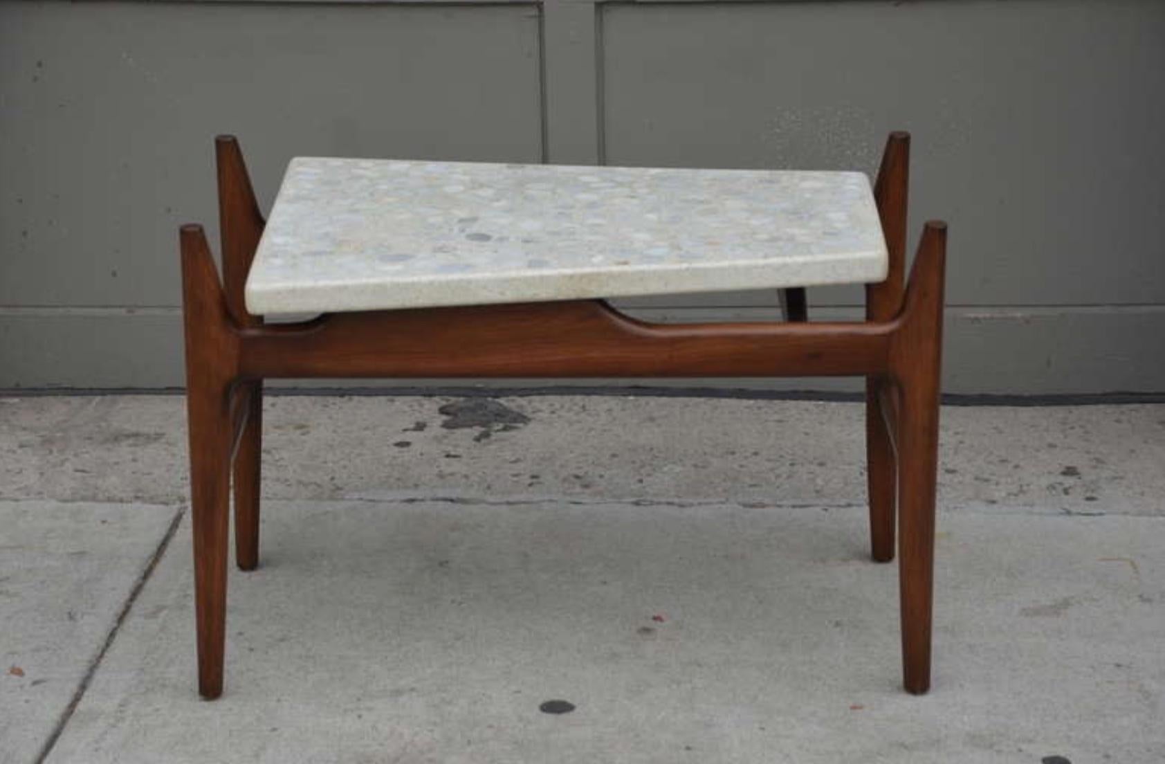Mid-Century Modern Rare trapeze terrazzo side table  For Sale