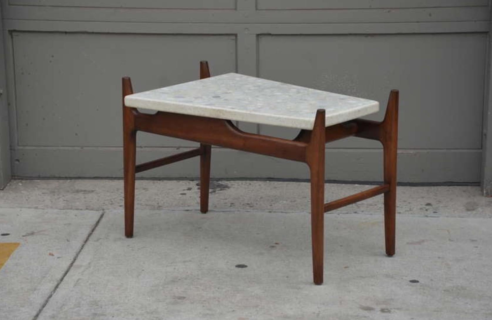 American Rare trapeze terrazzo side table  For Sale