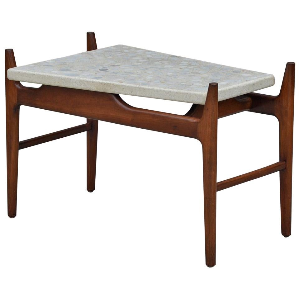 Rare Trapeze Terrazzo Side Table For Sale