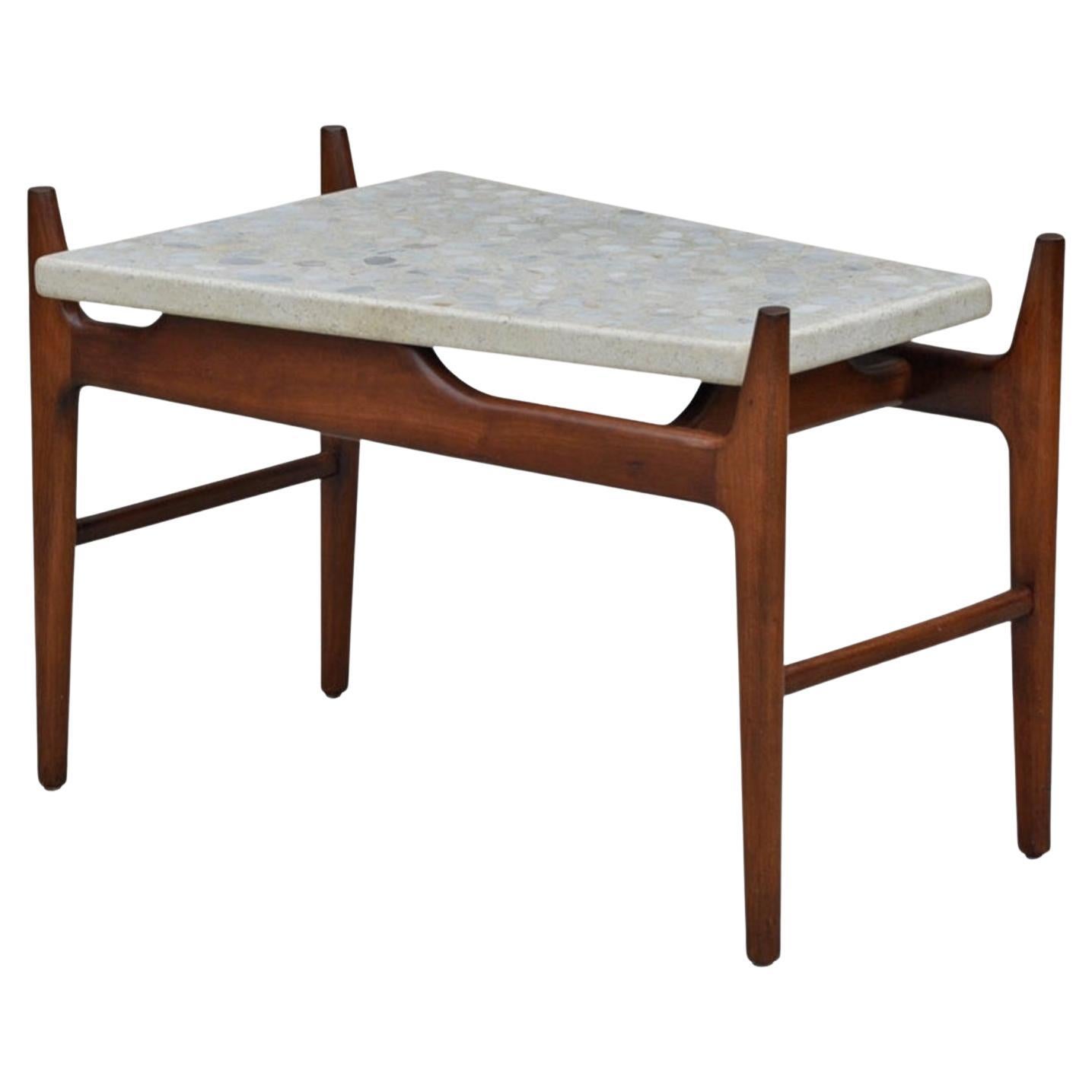 Rare trapeze terrazzo side table  For Sale