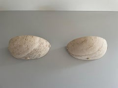 Rare Travertine Pair of Sconces, 1960s, France