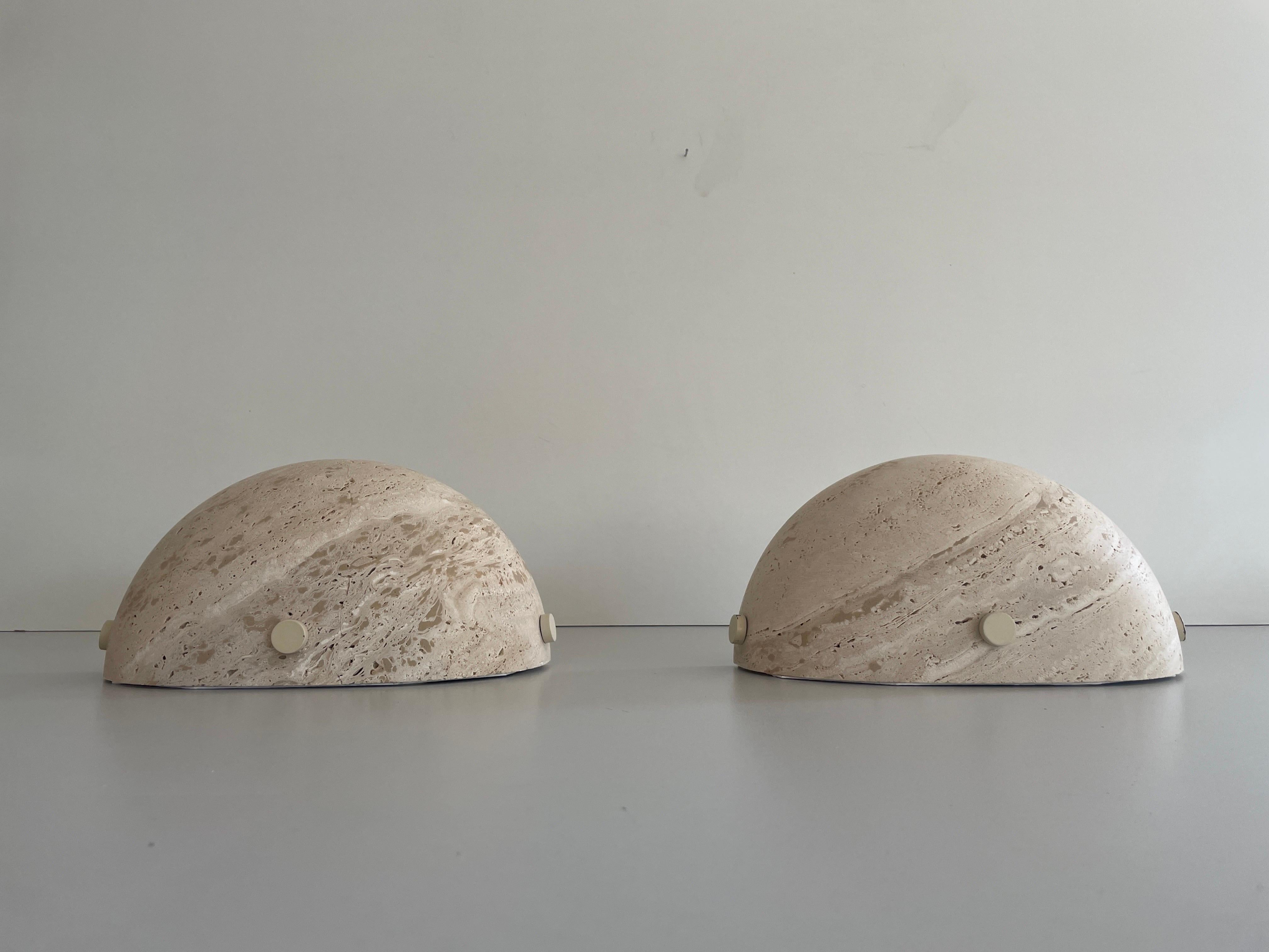 Raro par de candelabros de travertino, años 60, Francia Francés en venta