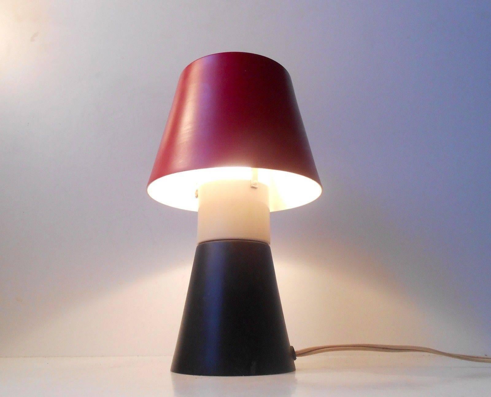 Danish Rare Tri-color Modernist Table Lamp by Ernest Voss, Denmark, 1950s For Sale