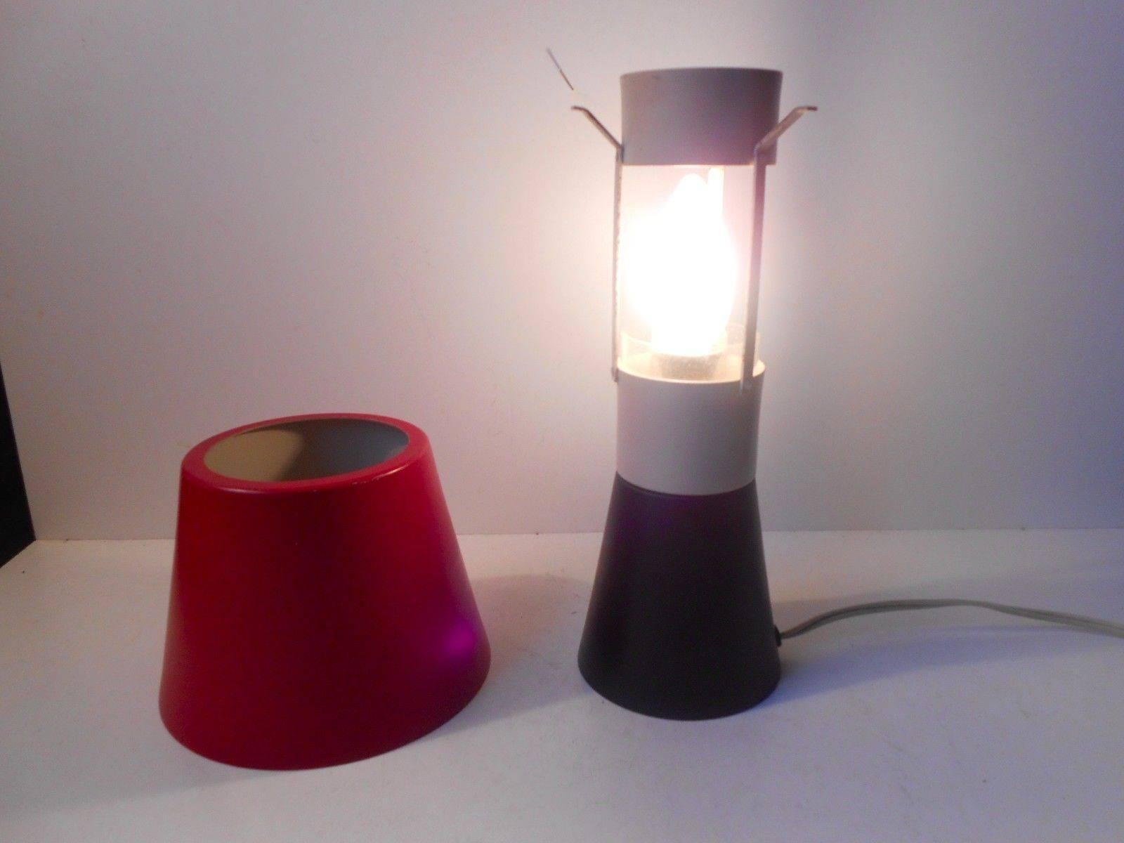 Powder-Coated Rare Tri-color Modernist Table Lamp by Ernest Voss, Denmark, 1950s For Sale