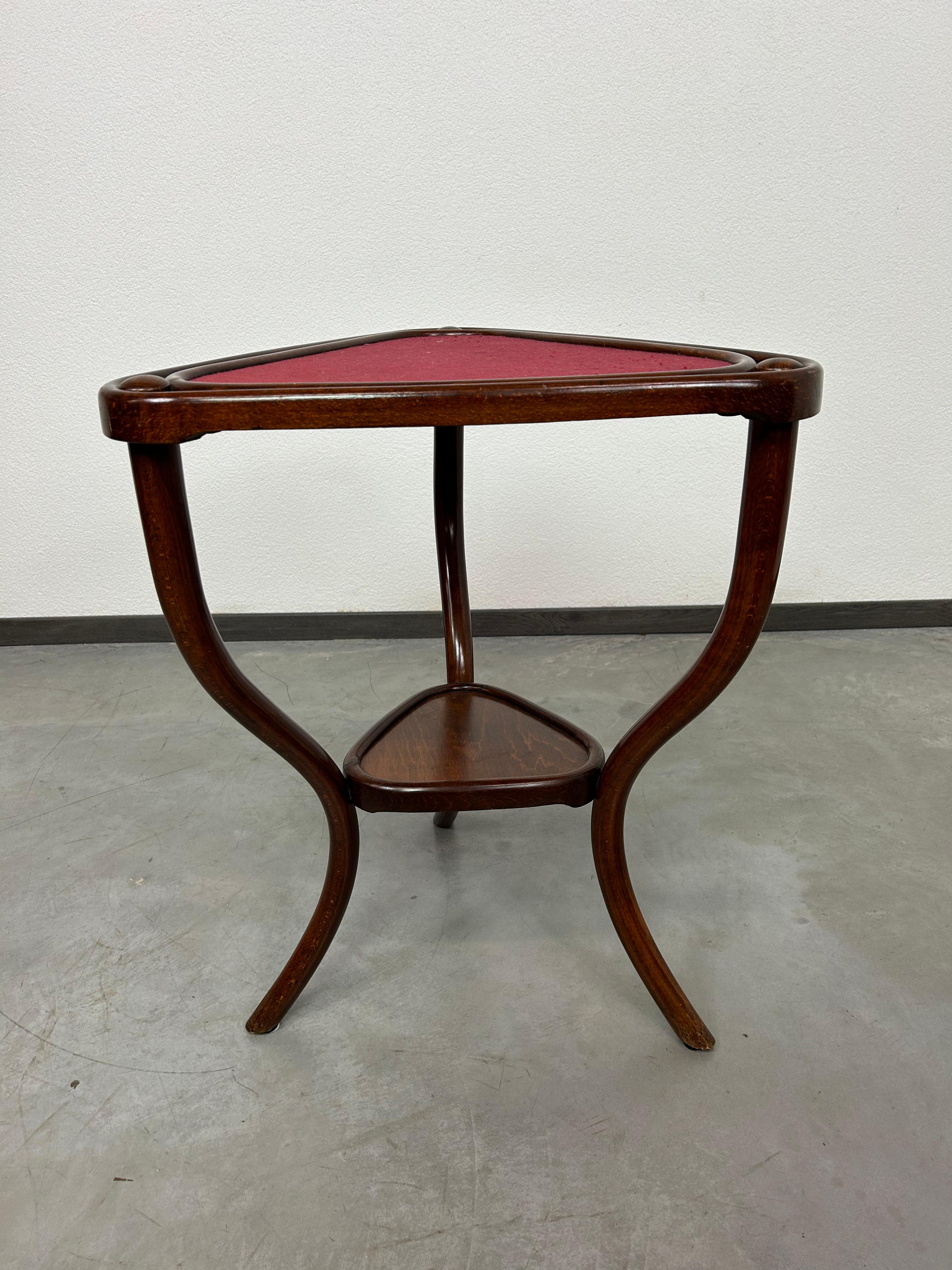 Austrian Rare triangle card table by Thonet For Sale