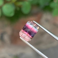 Rare Tricolor Peach Pink & Imperial Purple Color Tourmaline Elbaite Gemstone