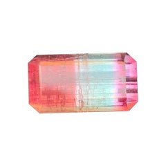 Rare Tricolor Tourmaline Emerald Cut Pink Blue Green Tourmaline for Fine Jewelry
