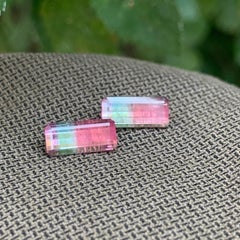 Rare Tricolor Tourmaline Pair Gemstone Rose Pink Aqua Blue Lavender Periwinkle