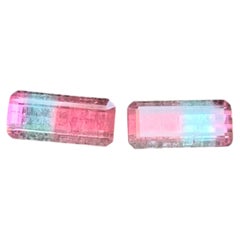 Rare Tricolor Tourmaline Pair Gemstone Rose Pink Aqua Blue Lavender Periwinkle