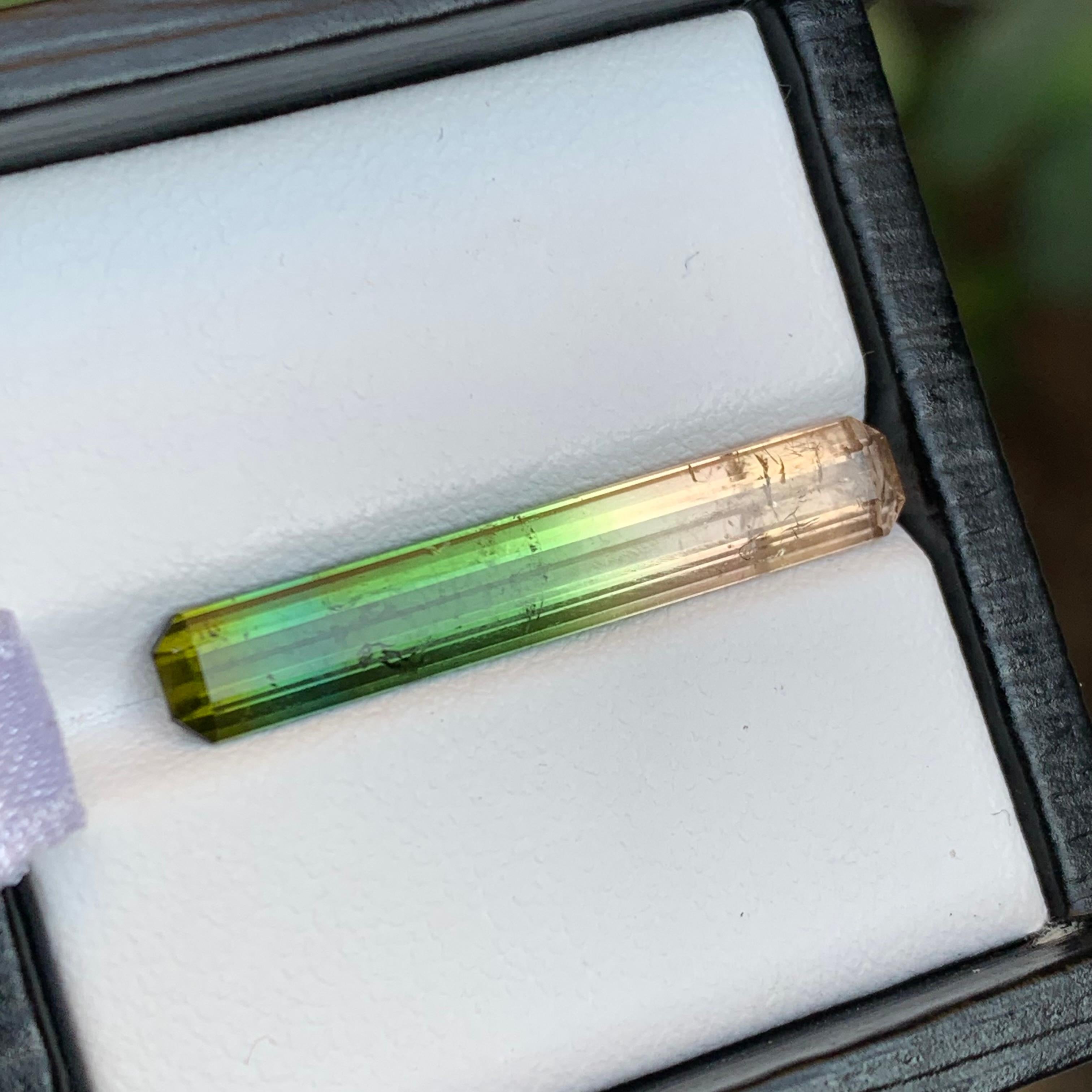 Rare Tricolor Watermelon Tourmaline Loose Gemstone, 4.95 Ct-Long Emerald/Octagon For Sale 3